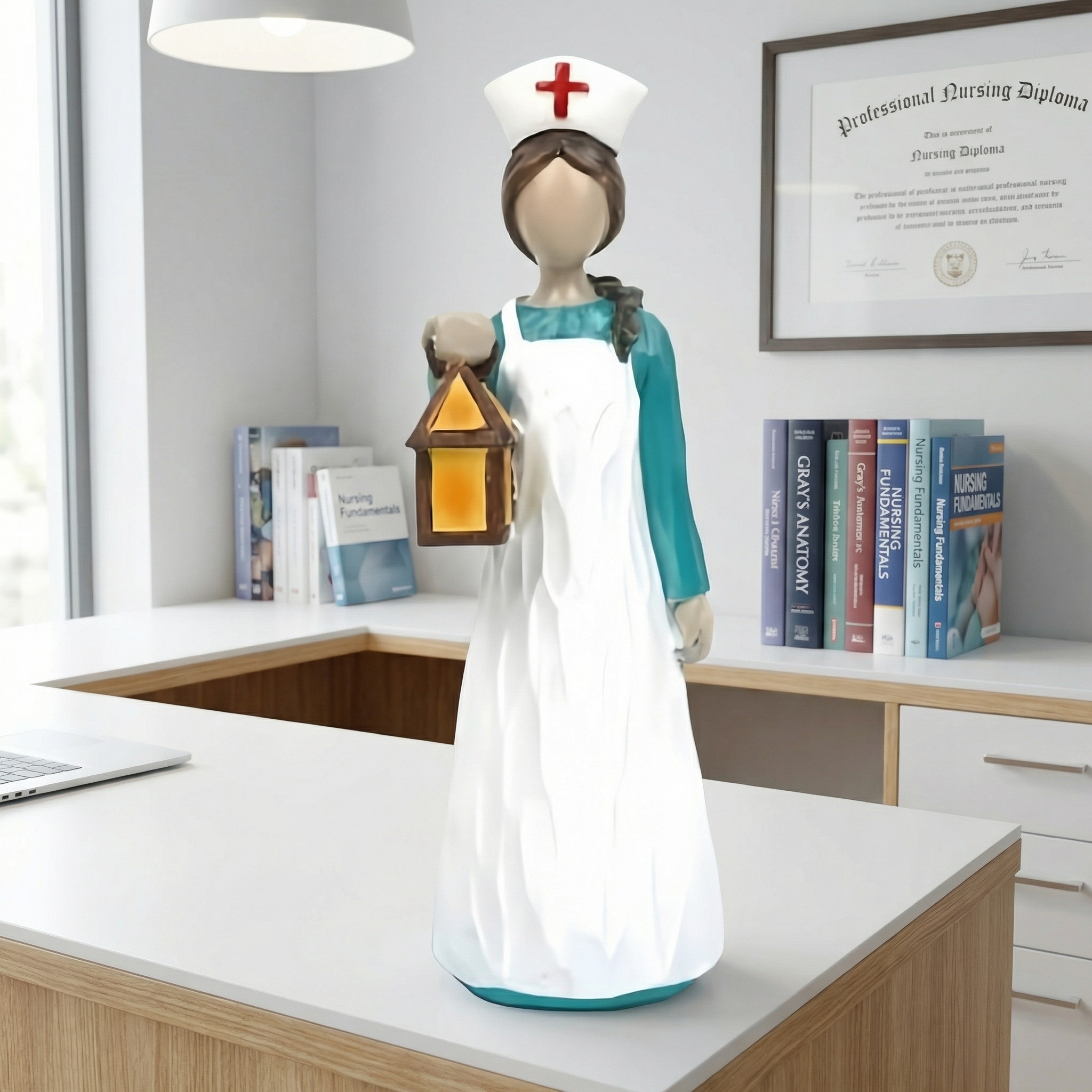 Hand-Painted Resin Angel Nurse Statue – Inspirational Nurse Figurine for Appreciation, Care & Hope