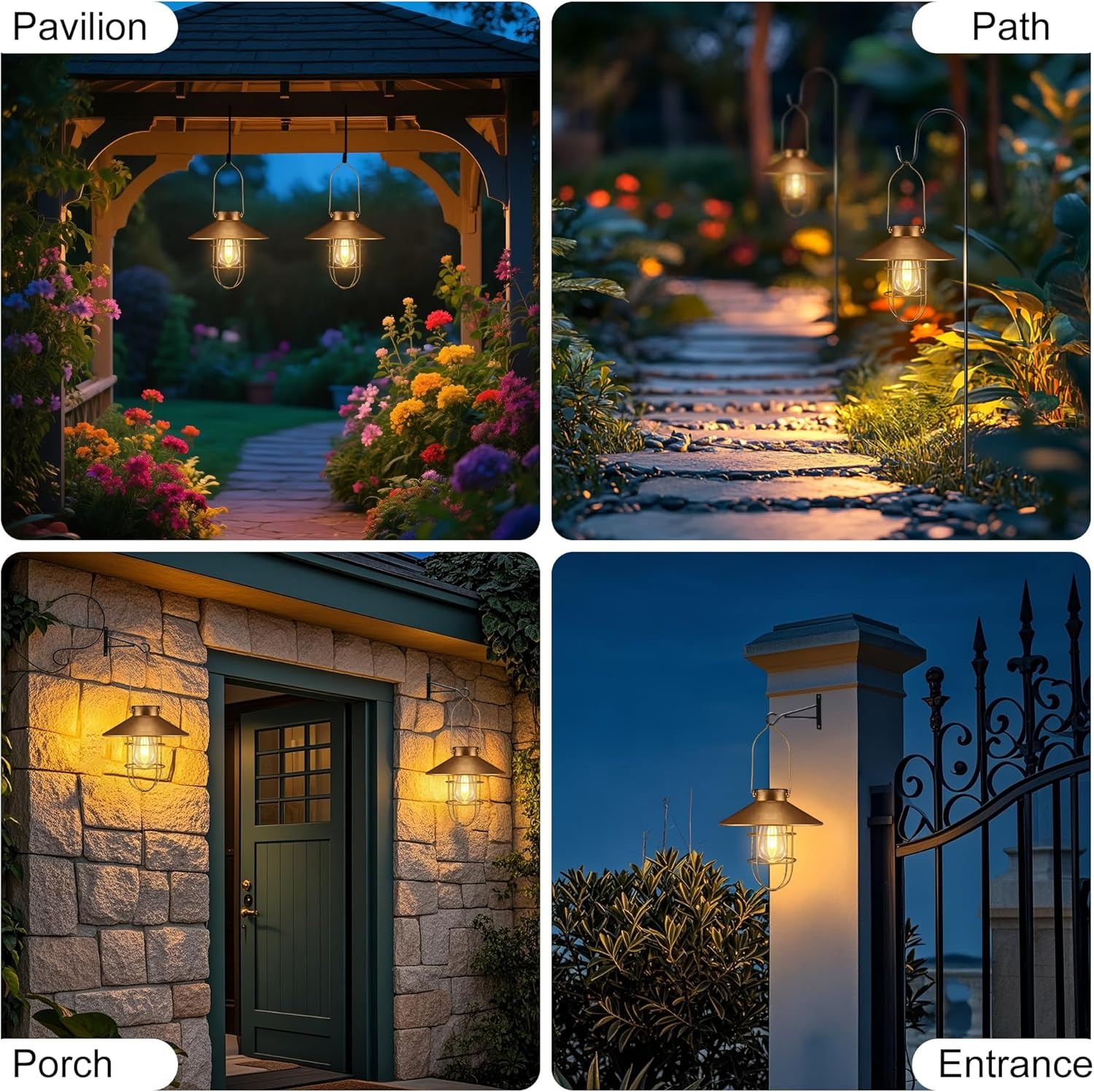 Vintage Metal Waterproof Solar Lantern Light with Warm White