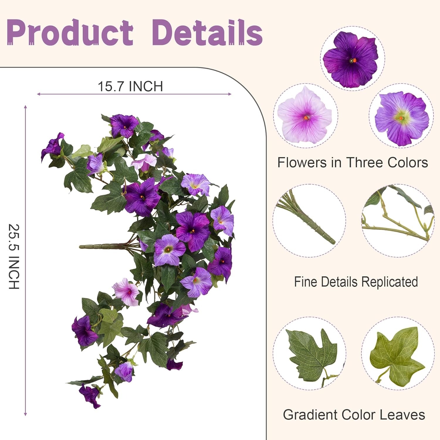 Artificial UV Resistant Faux Silk Petunia Flowers for Outdoors