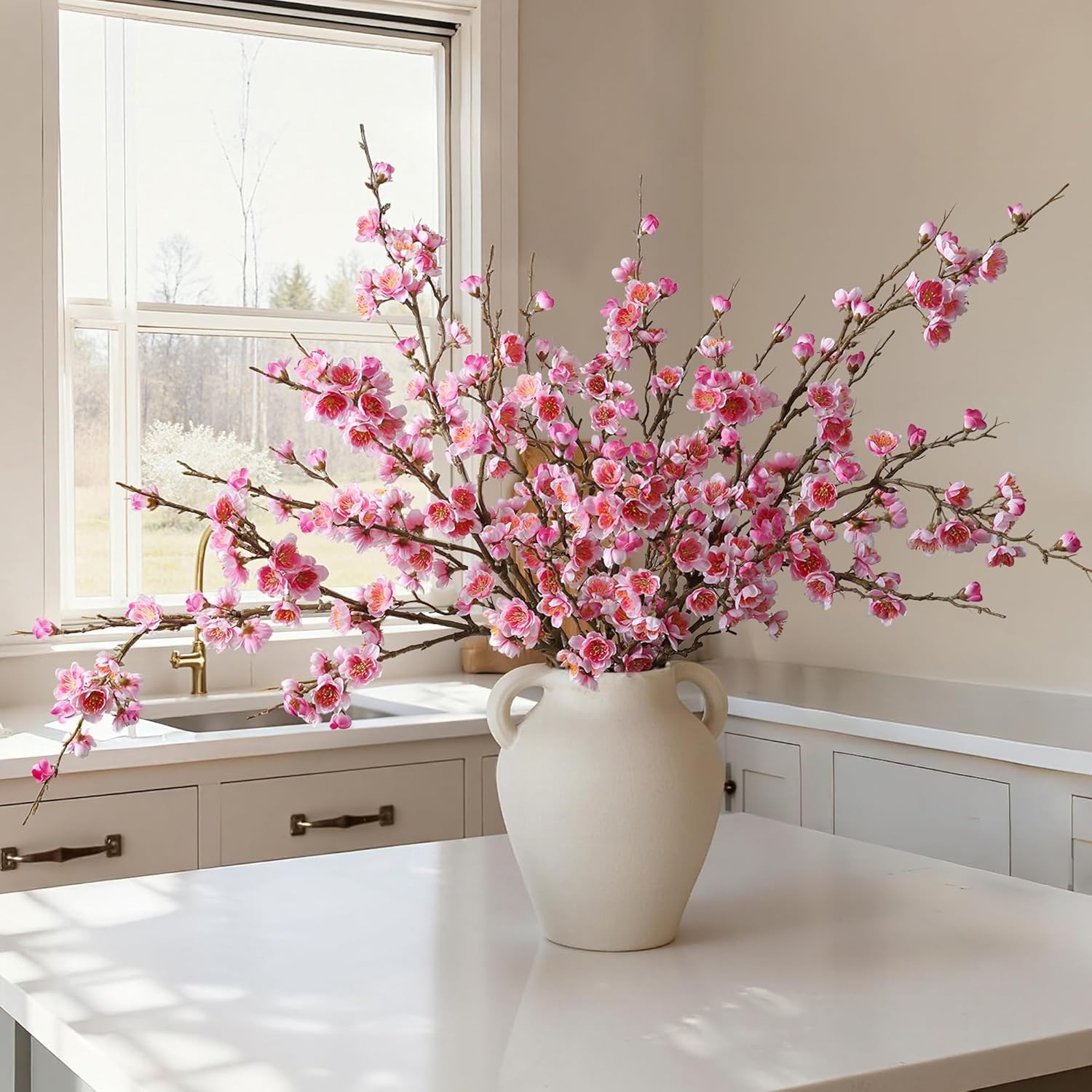 5PCS Artificial Cherry Blossom Branches Spring Indoor Decoration