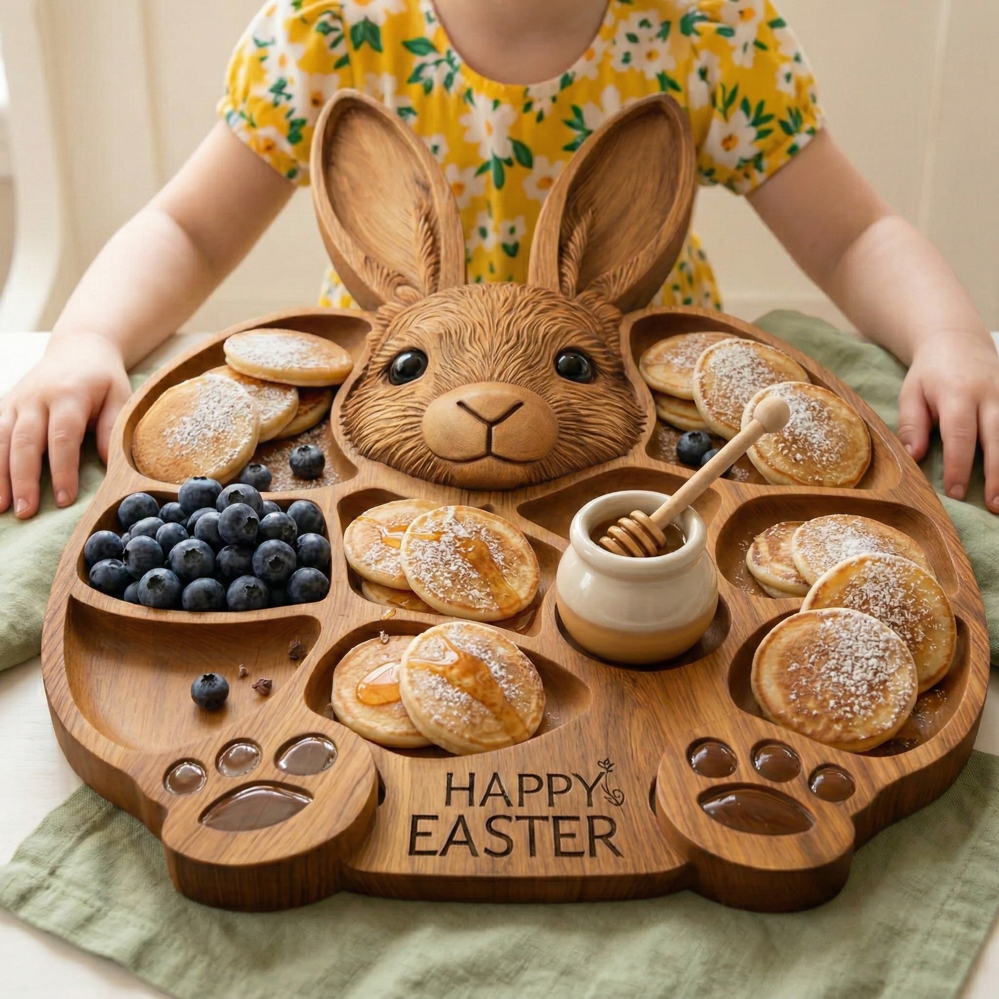Easter Bunny Wooden Charcuterie Board, Handmade Rabbit Serving Tray for Spring Celebrations,