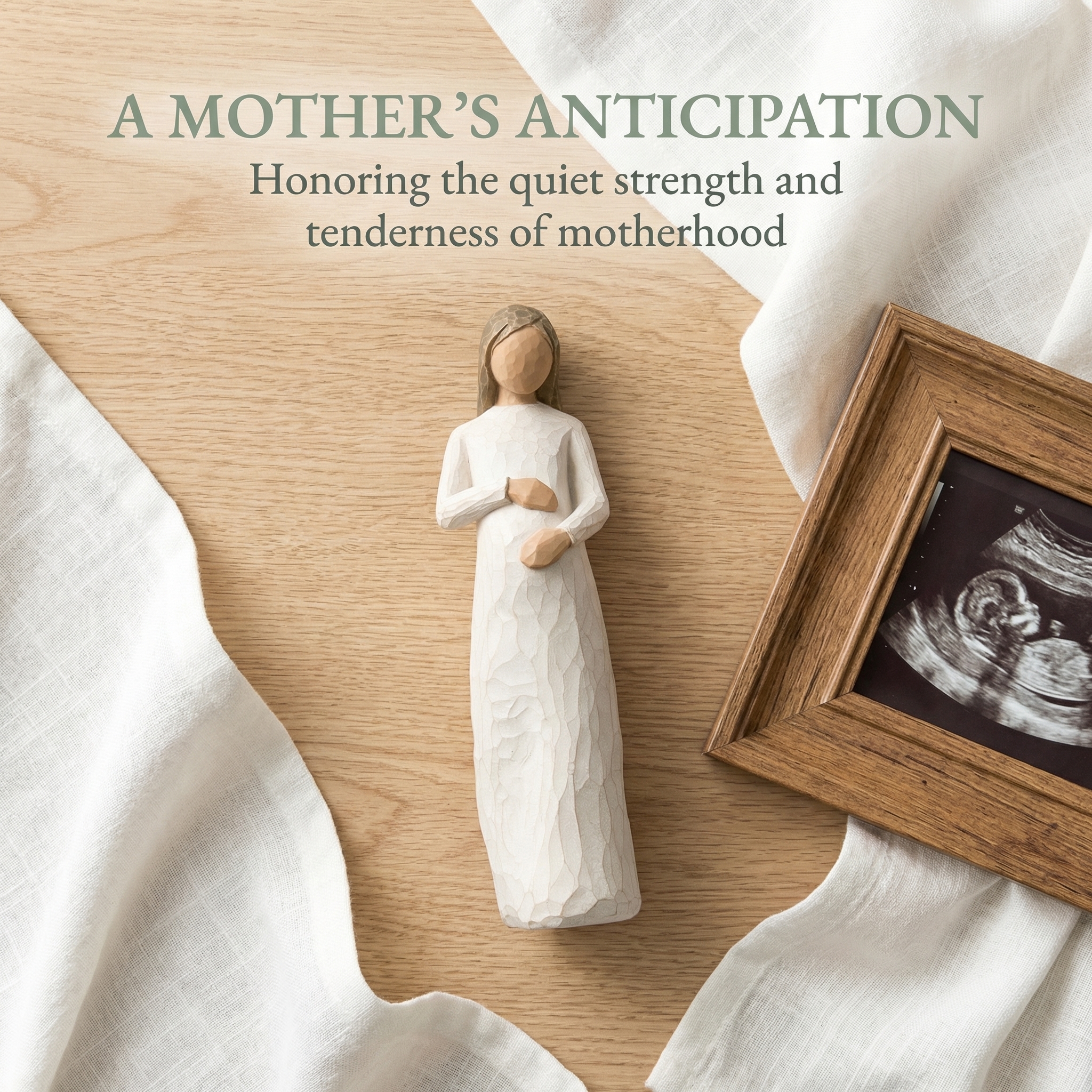 Awaiting a Miracle Mother Figurine , Hand-Carved Style Pregnancy Statue