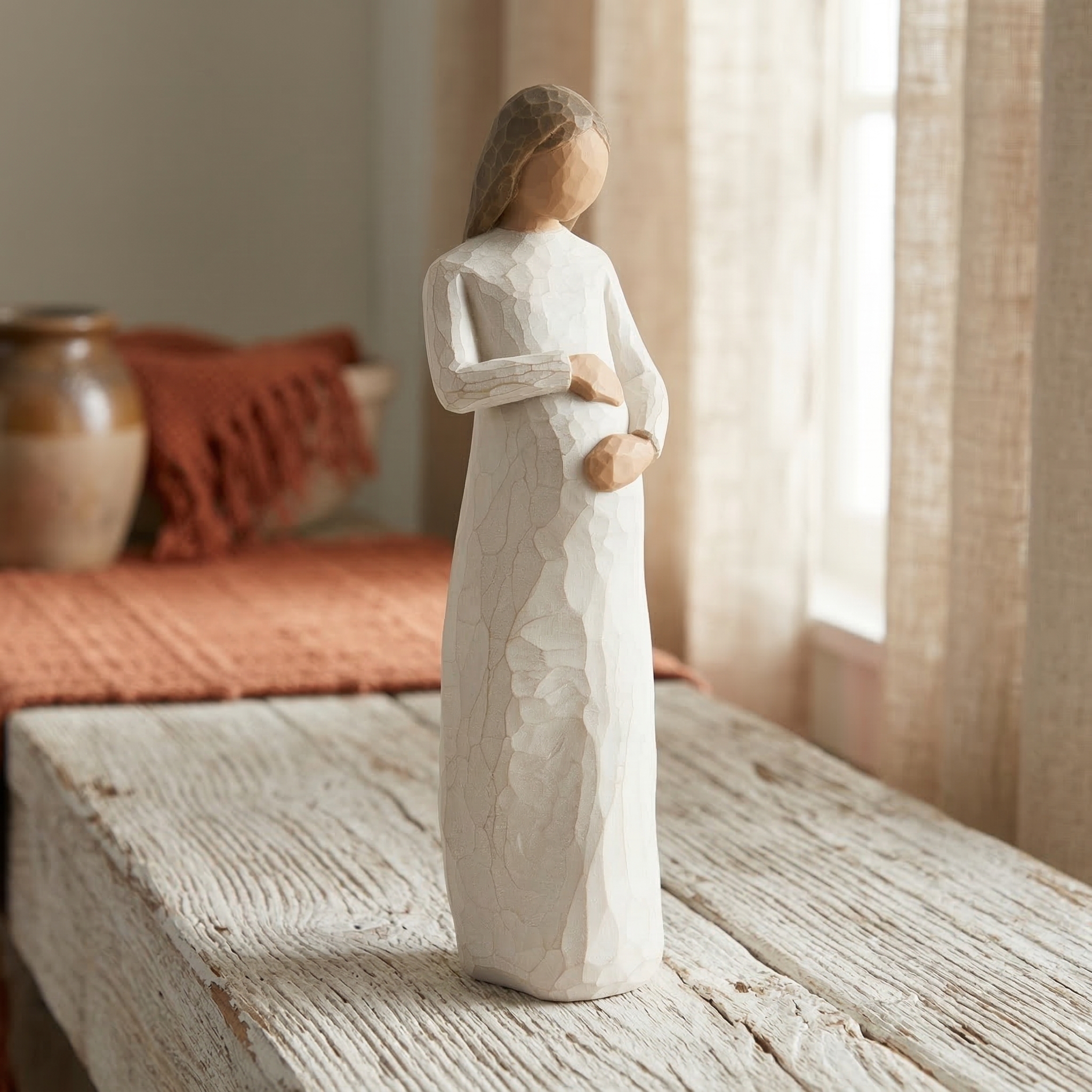 Awaiting a Miracle Mother Figurine , Hand-Carved Style Pregnancy Statue