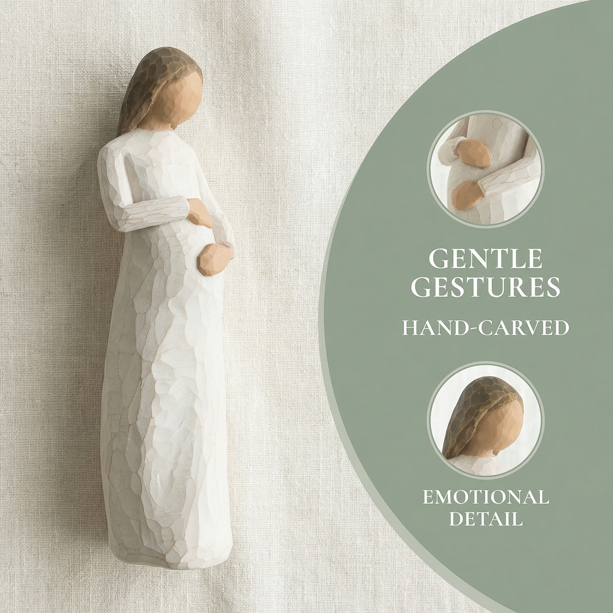 Awaiting a Miracle Mother Figurine , Hand-Carved Style Pregnancy Statue