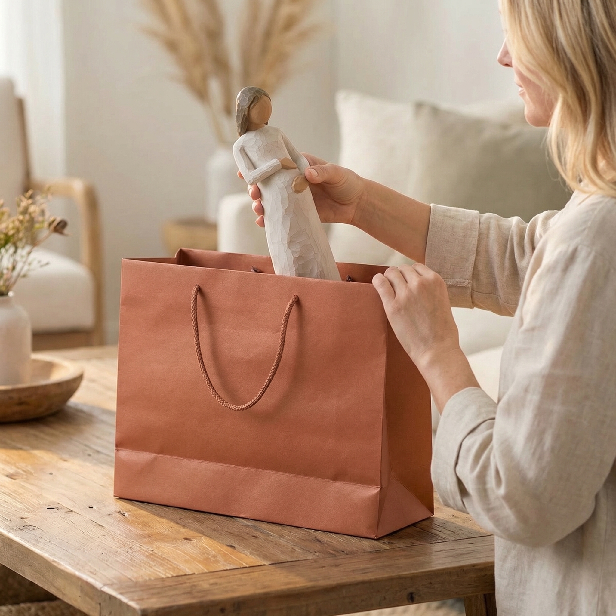 Awaiting a Miracle Mother Figurine , Hand-Carved Style Pregnancy Statue
