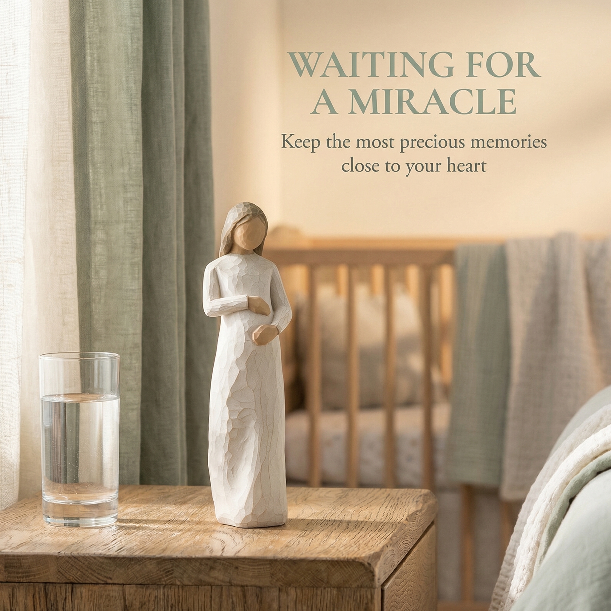 Awaiting a Miracle Mother Figurine , Hand-Carved Style Pregnancy Statue