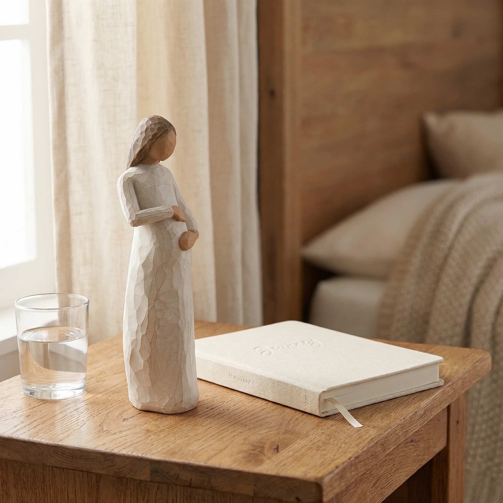 Awaiting a Miracle Mother Figurine , Hand-Carved Style Pregnancy Statue