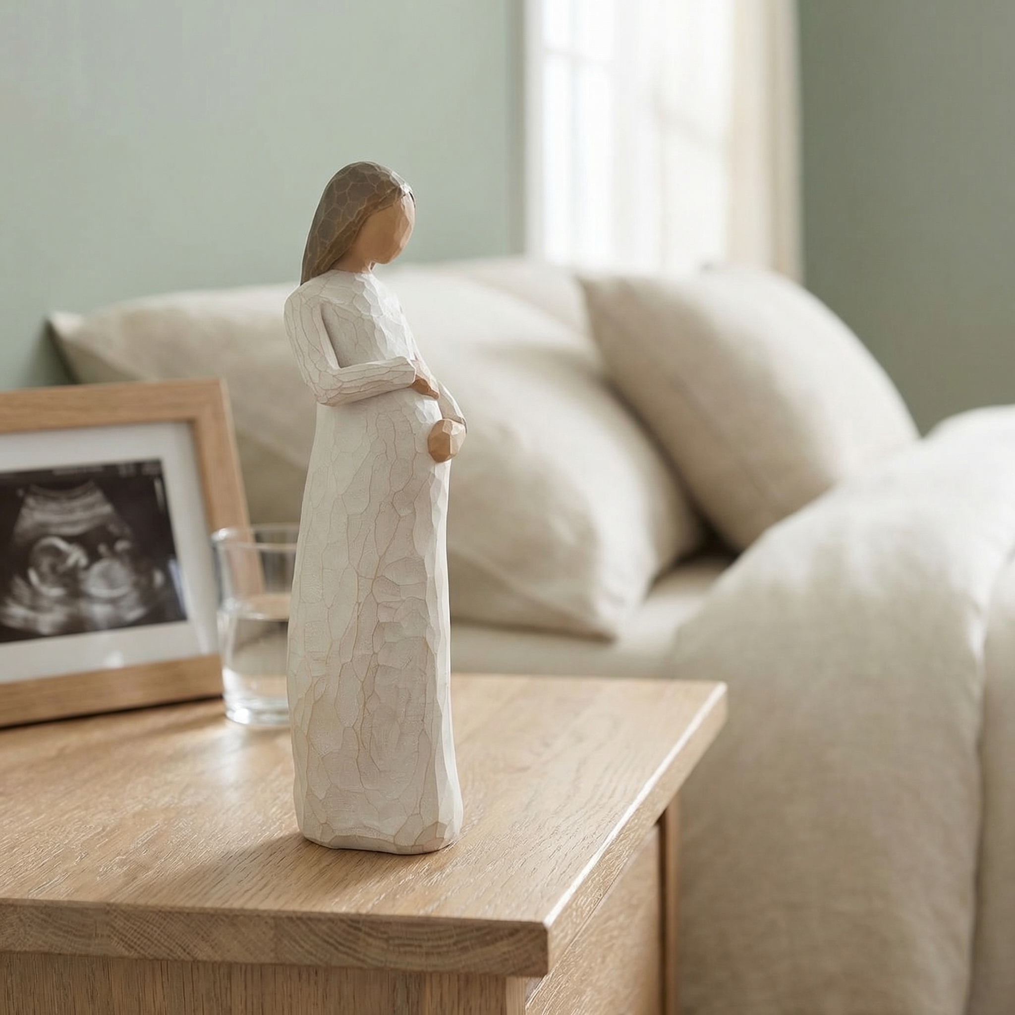 Awaiting a Miracle Mother Figurine , Hand-Carved Style Pregnancy Statue