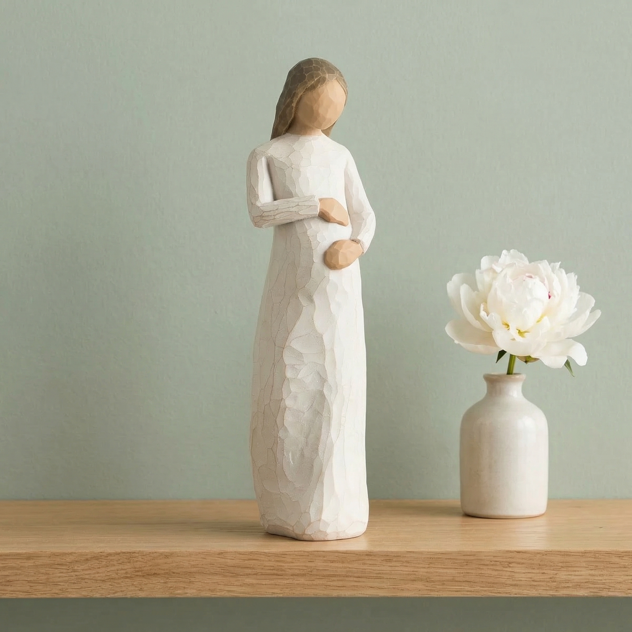 Awaiting a Miracle Mother Figurine , Hand-Carved Style Pregnancy Statue