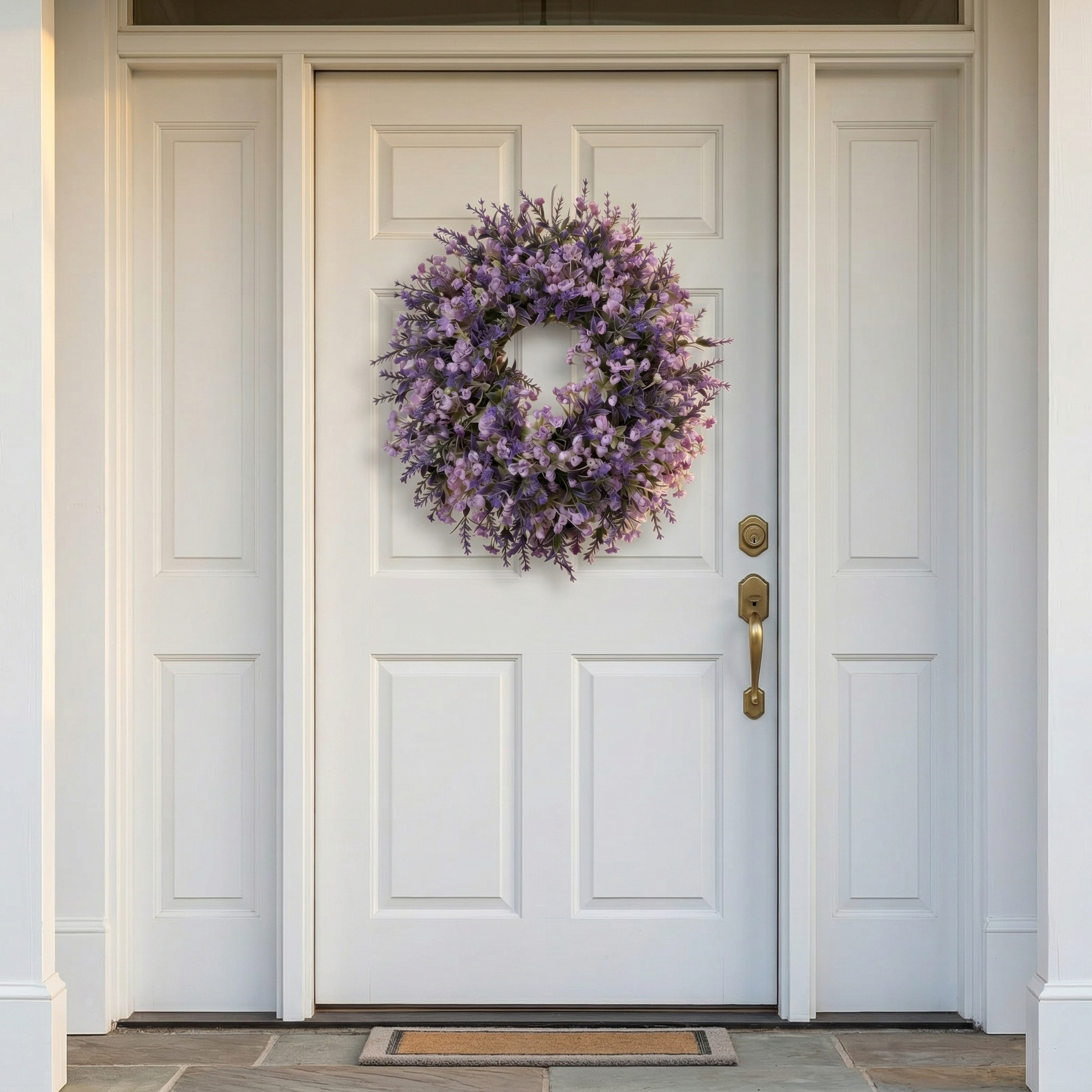 Lavender Artificial Wreath – 13.8" Realistic Floral Door Decor
