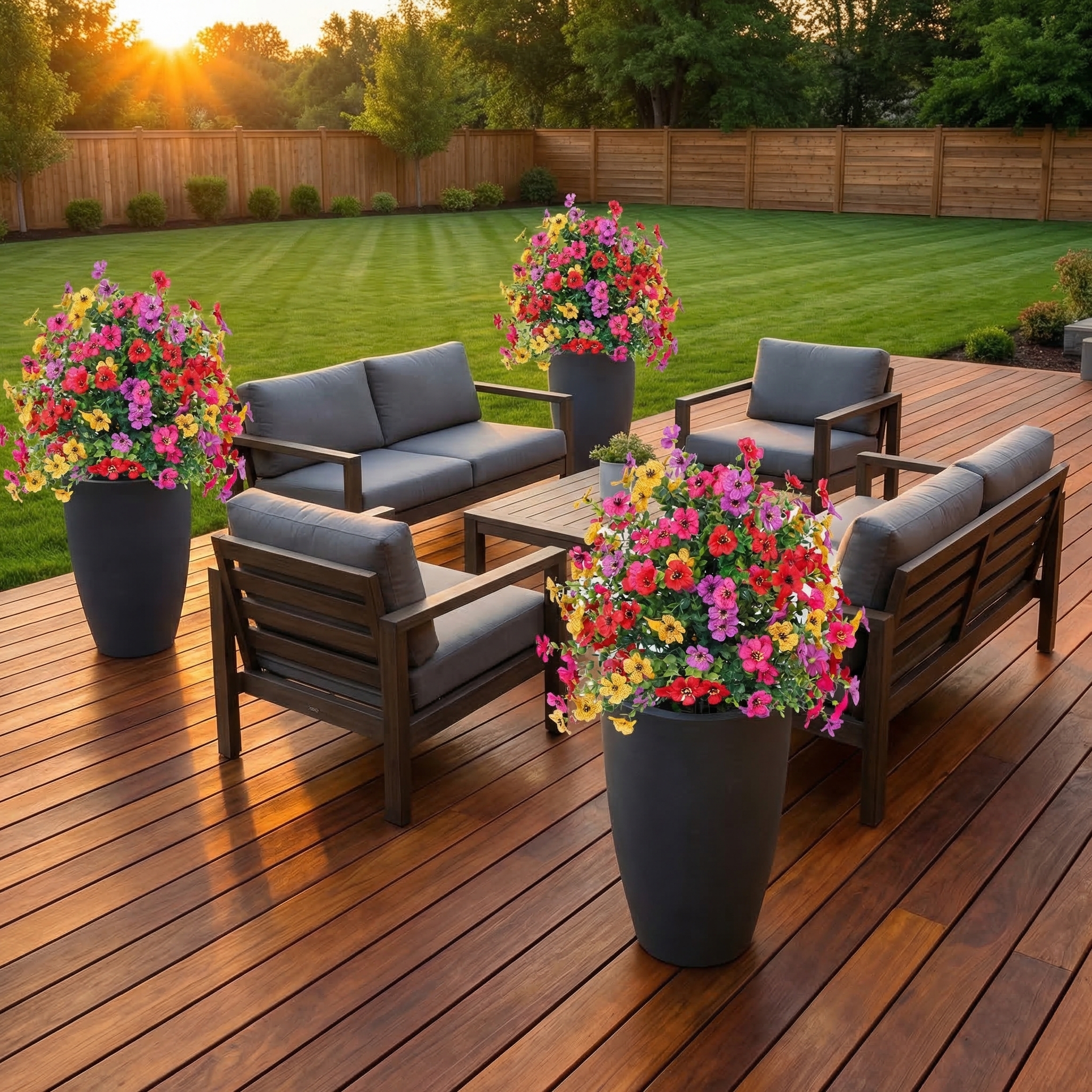 Outdoor Artificial flowers garden stakes – Waterproof,Windproof,UV Resistant Outdoor Faux Floral Decor