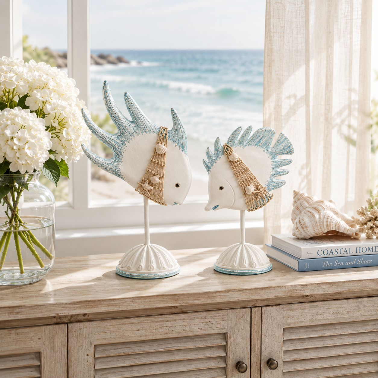 Coastal Fish Table Decor Set of 2