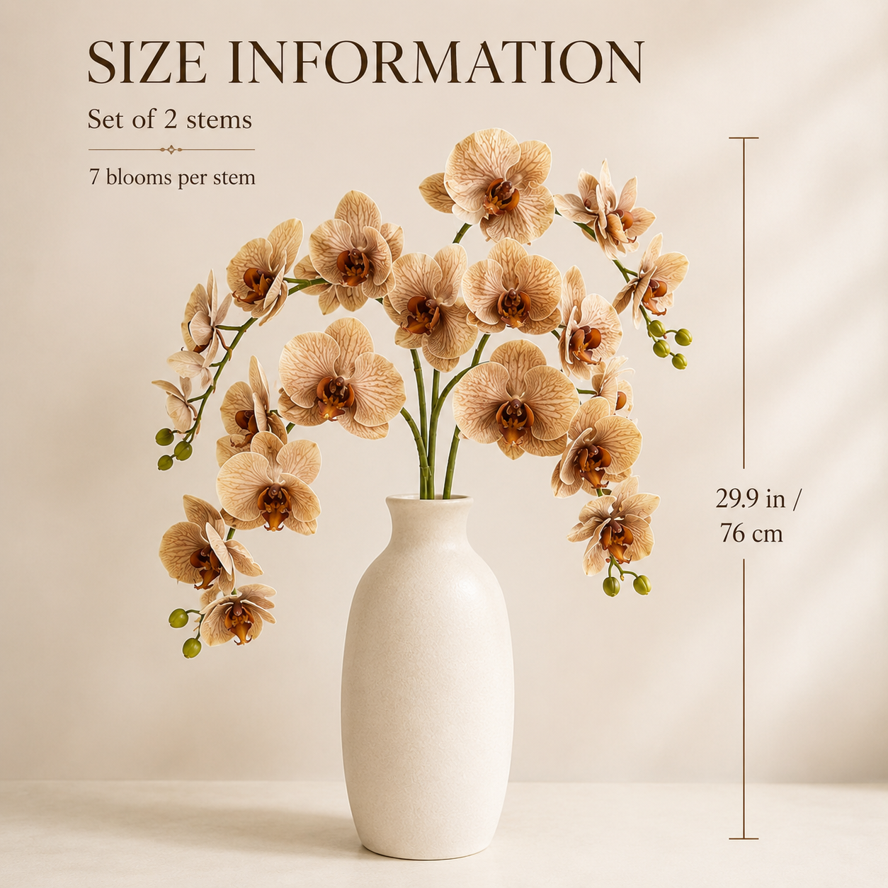 Artificial Orchid Flower Stems Set of 2