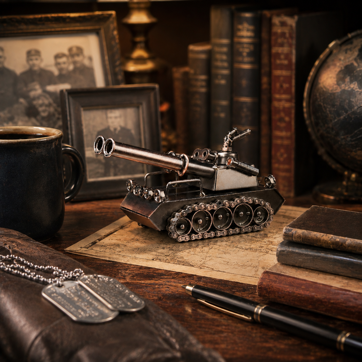 Vintage Metal Tank Sculpture