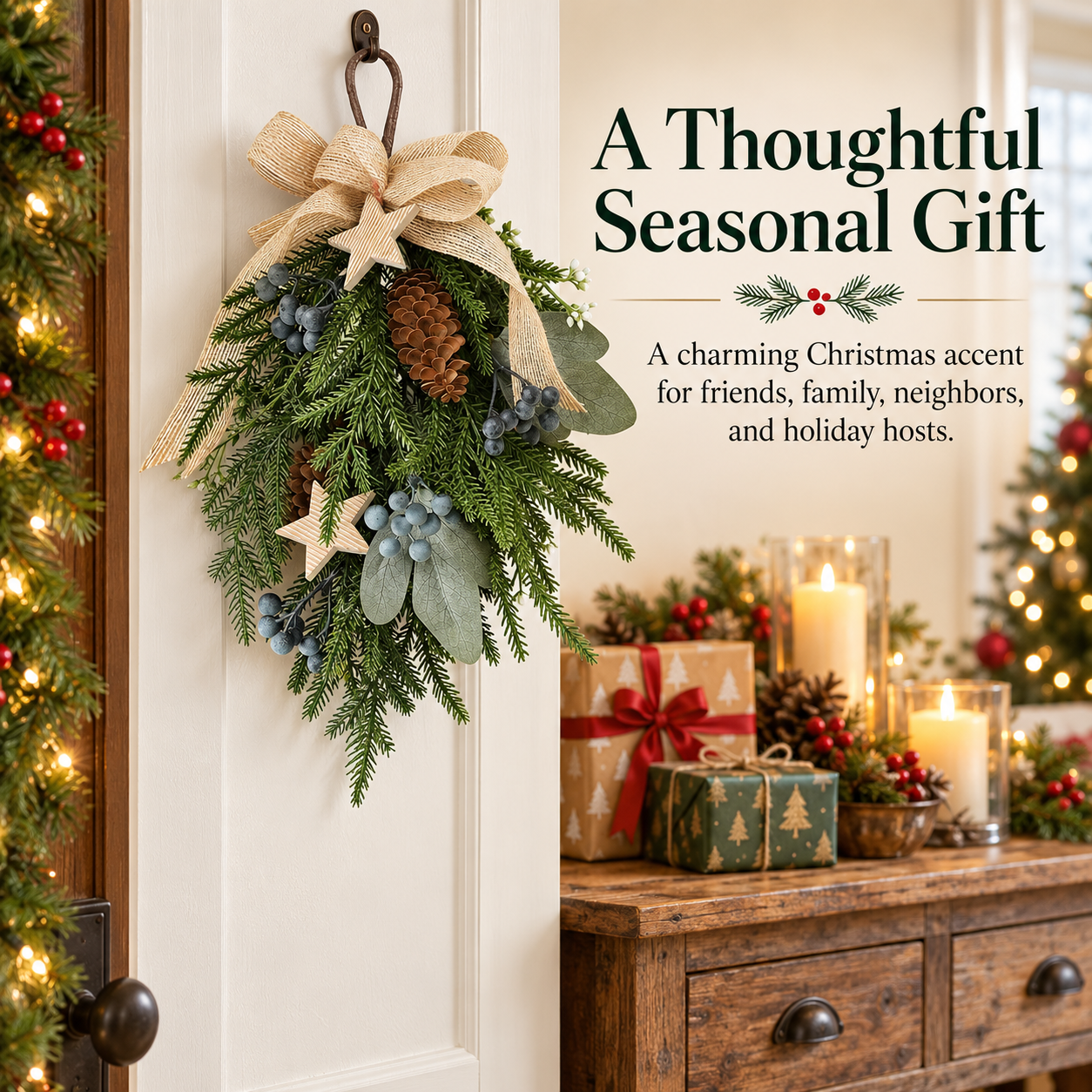 Rustic Christmas Hanging Swag Decor