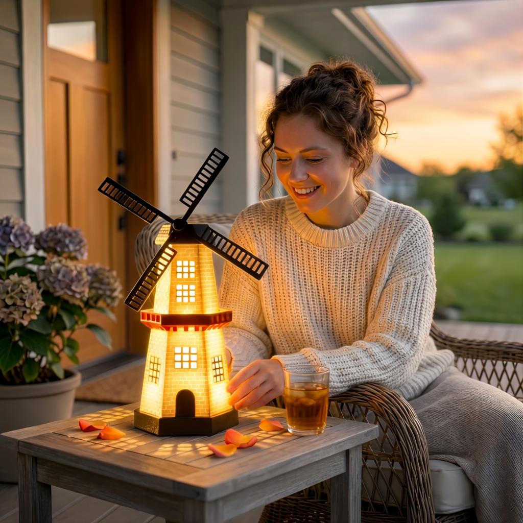 Solar Windmill Lighthouse Garden Light 