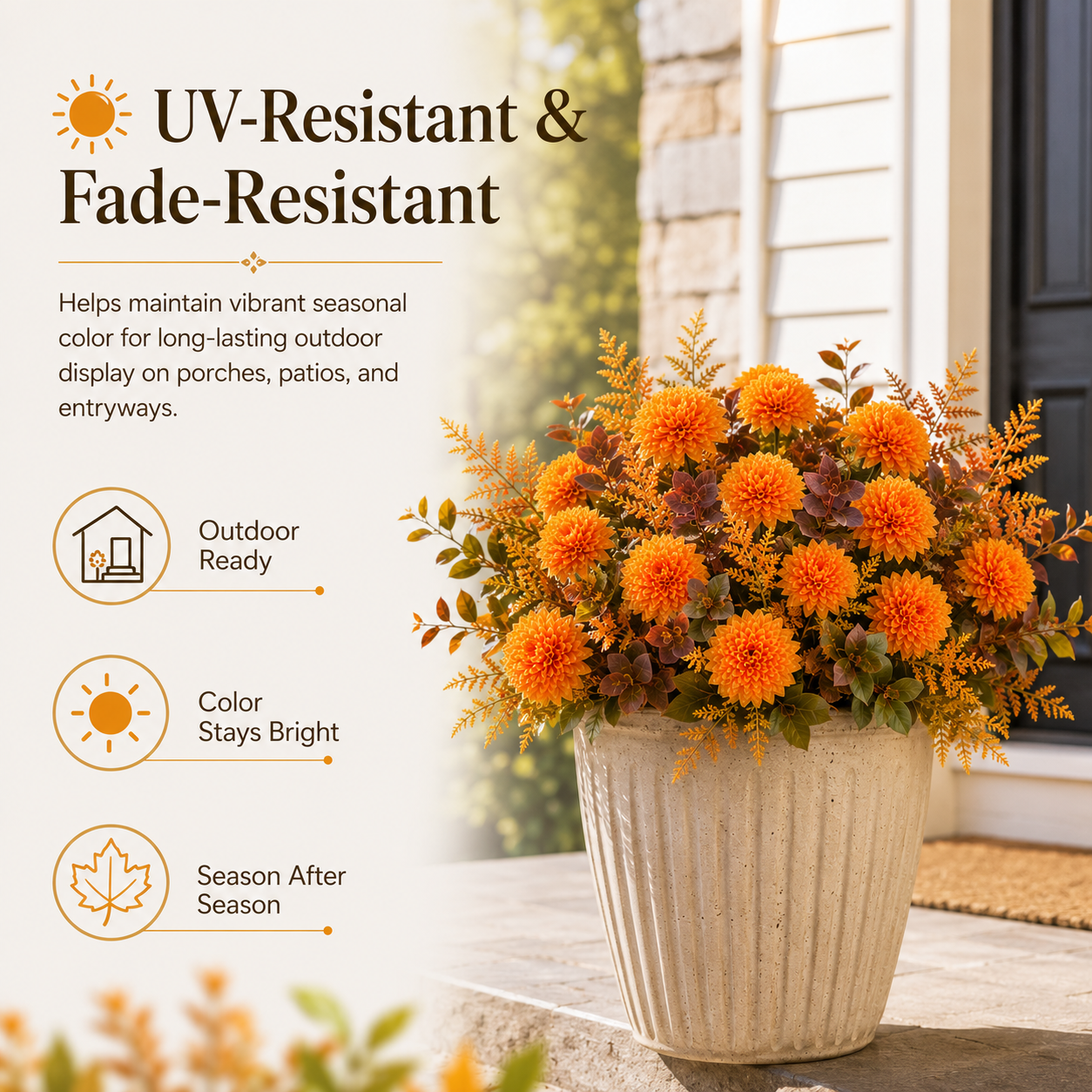 6-Pack Artificial Fall Flowers for Outdoor