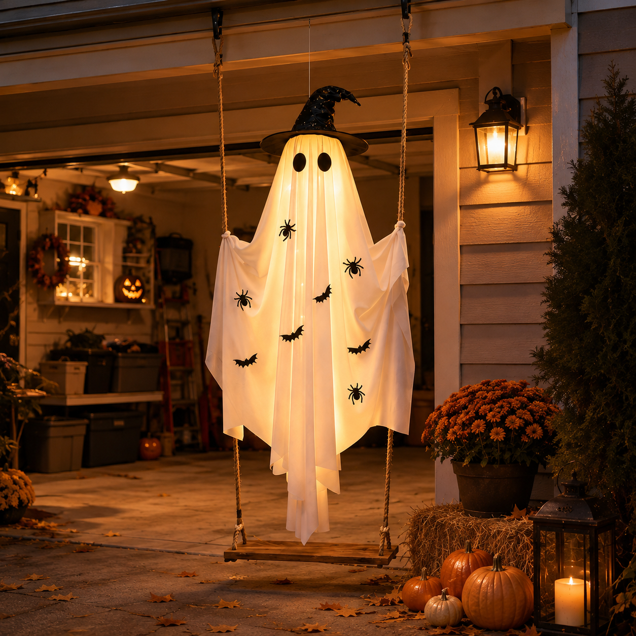 Lighted Hanging Halloween Ghost Decor