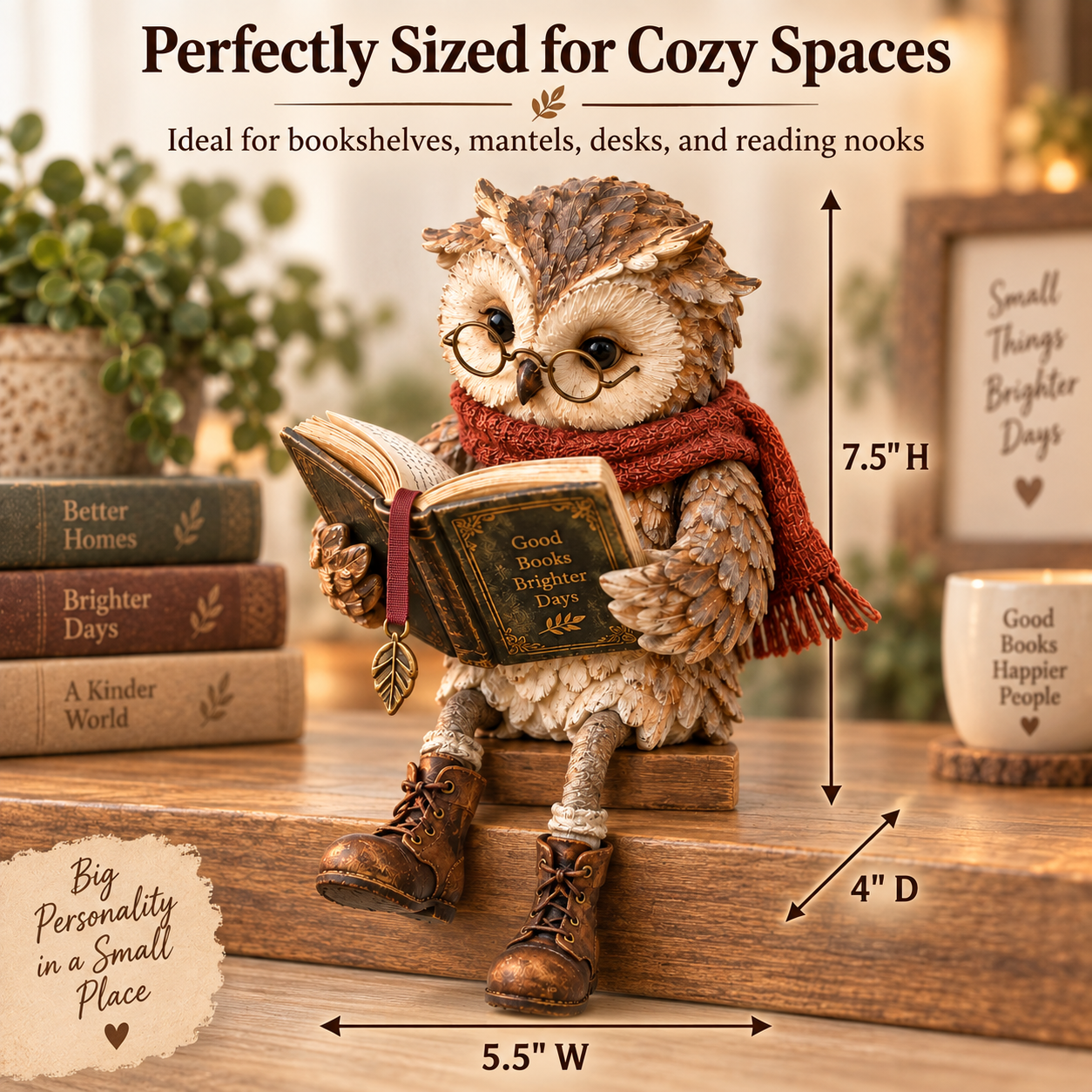 Reading Owl Figurine 