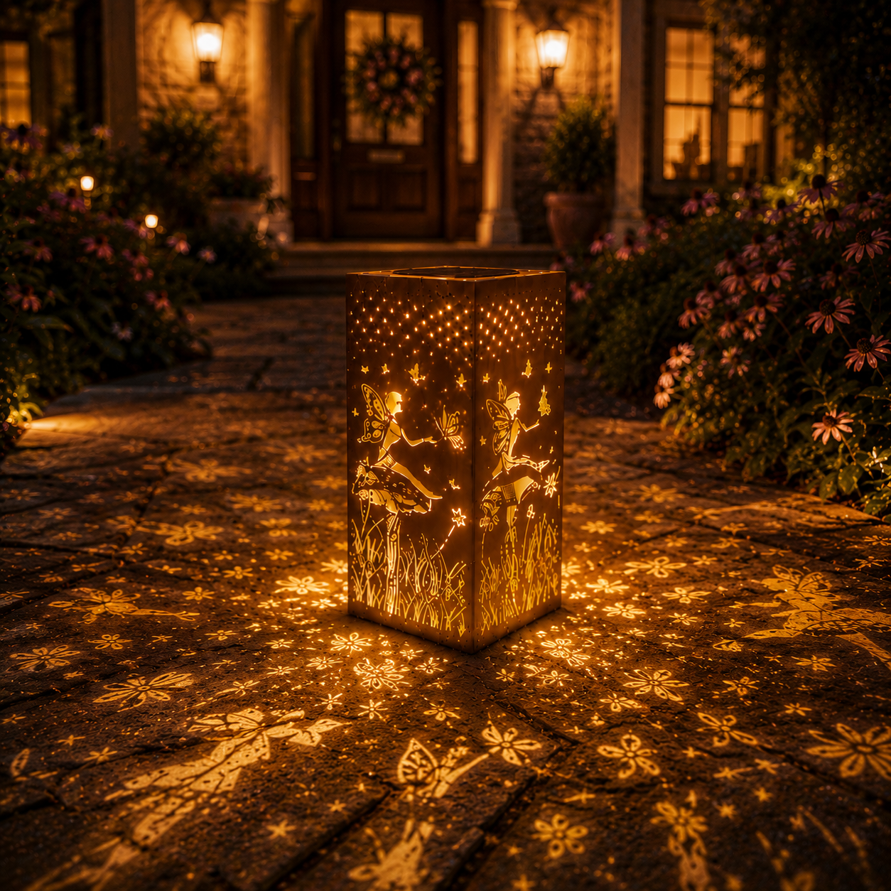 Solar Garden Lights, Hollow Pattern Projection, Solar Powered Garden Pathway Lights for Yard, Patio, Porch, Walkway Decor