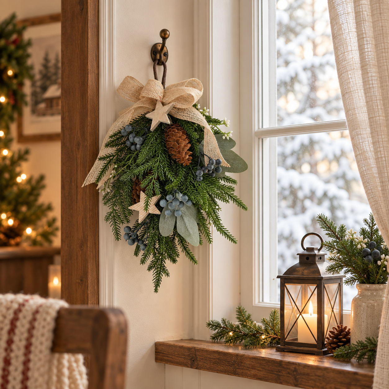 Rustic Christmas Hanging Swag Decor