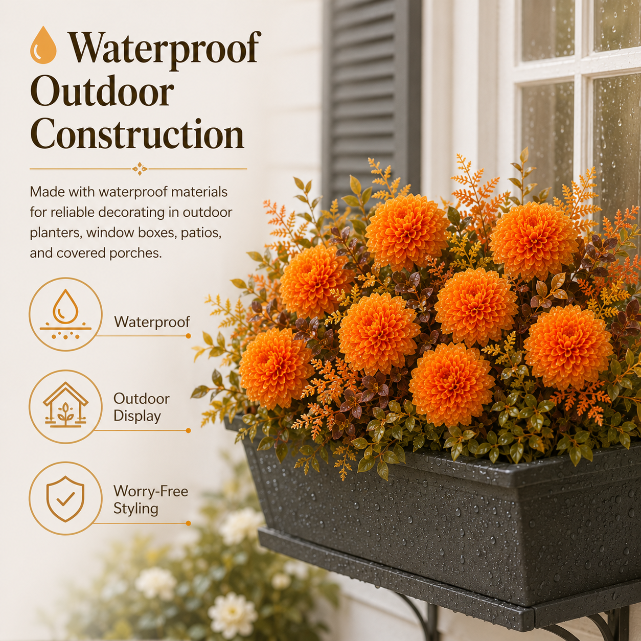 6-Pack Artificial Fall Flowers for Outdoor