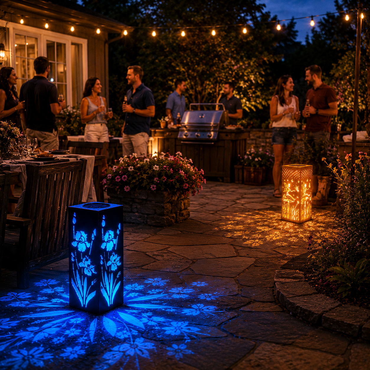 Solar Garden Lights, Hollow Pattern Projection, Solar Powered Garden Pathway Lights for Yard, Patio, Porch, Walkway Decor