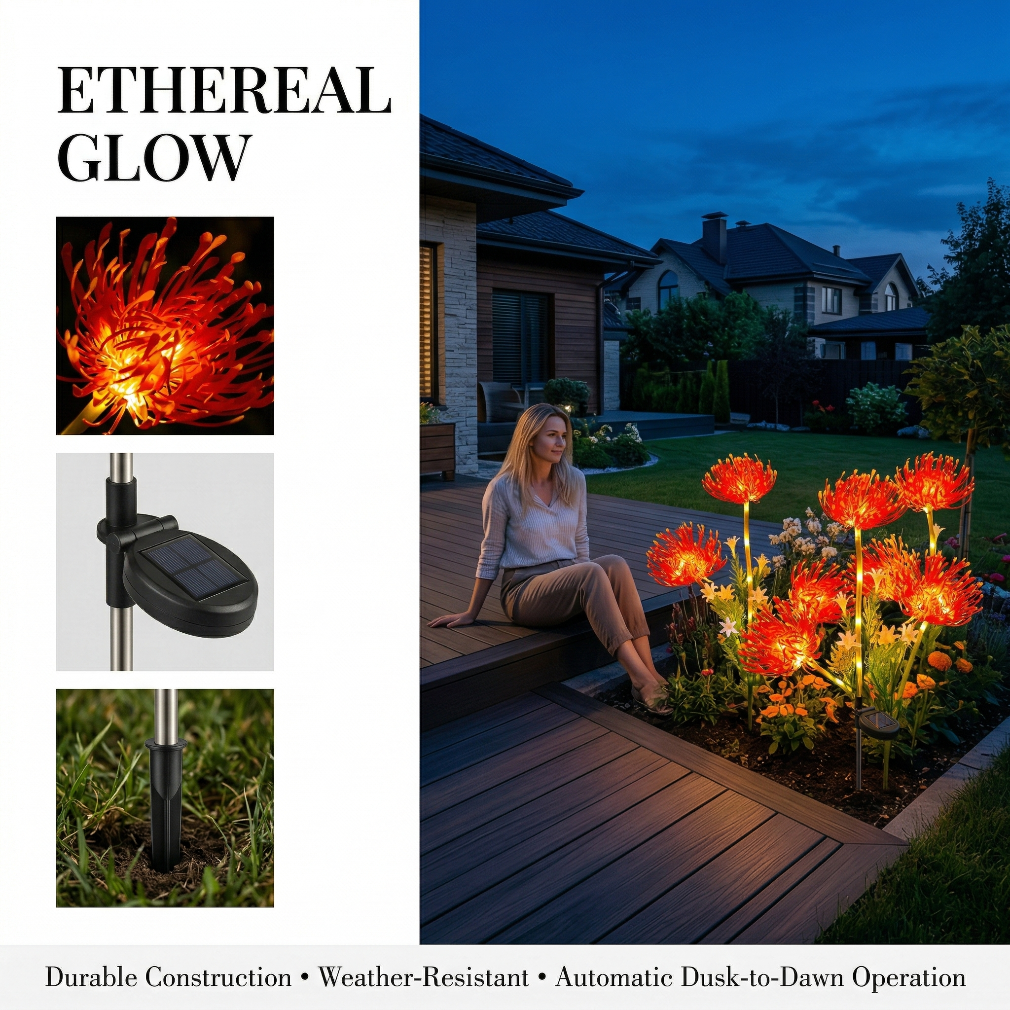 Solar Higanbana Garden Stake Light – Outdoor Garden Decor with Warm Glow