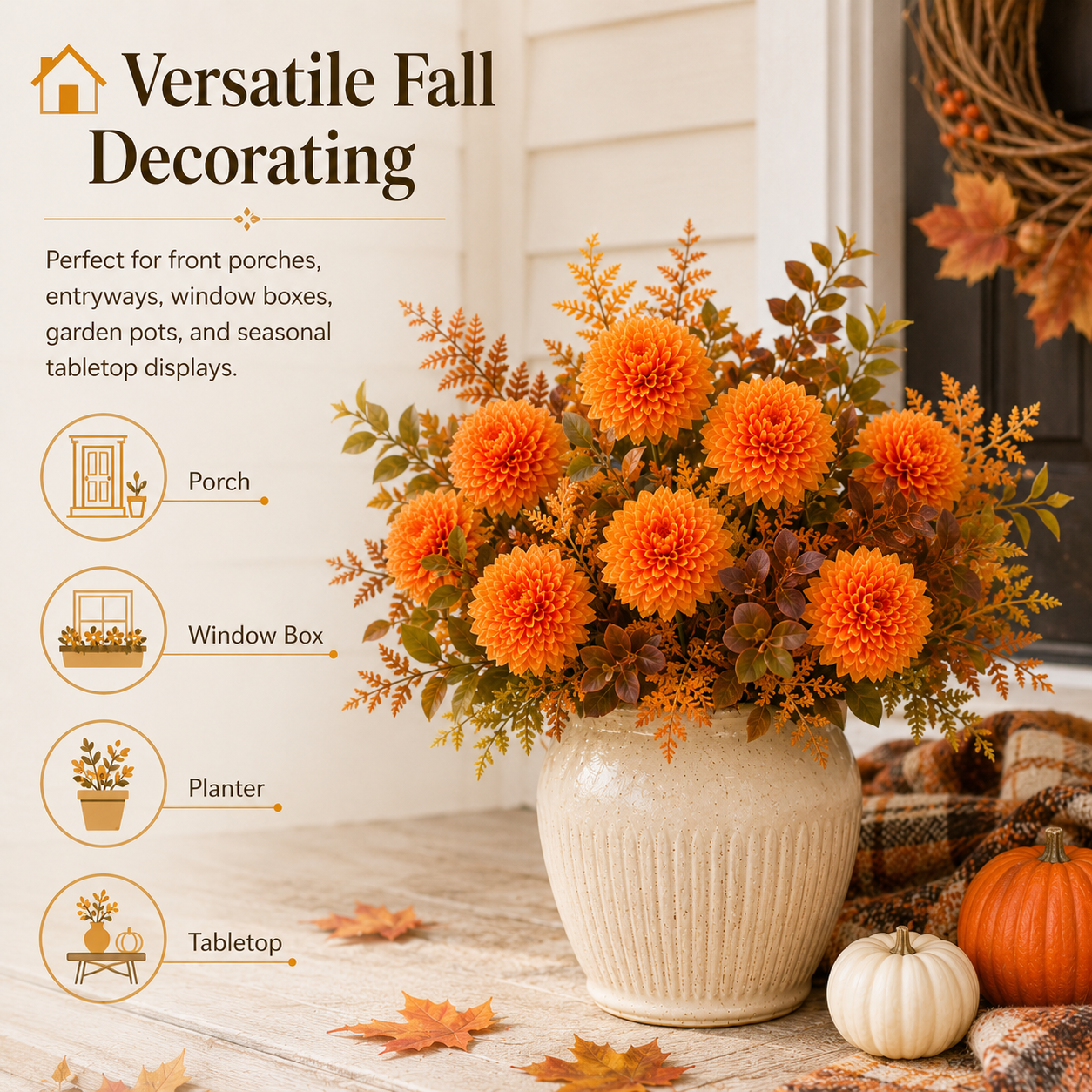 6-Pack Artificial Fall Flowers for Outdoor