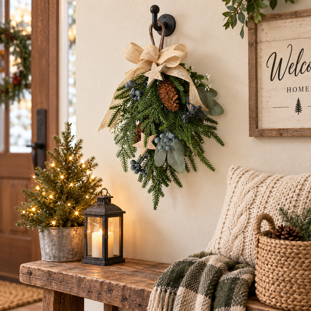 Rustic Christmas Hanging Swag Decor