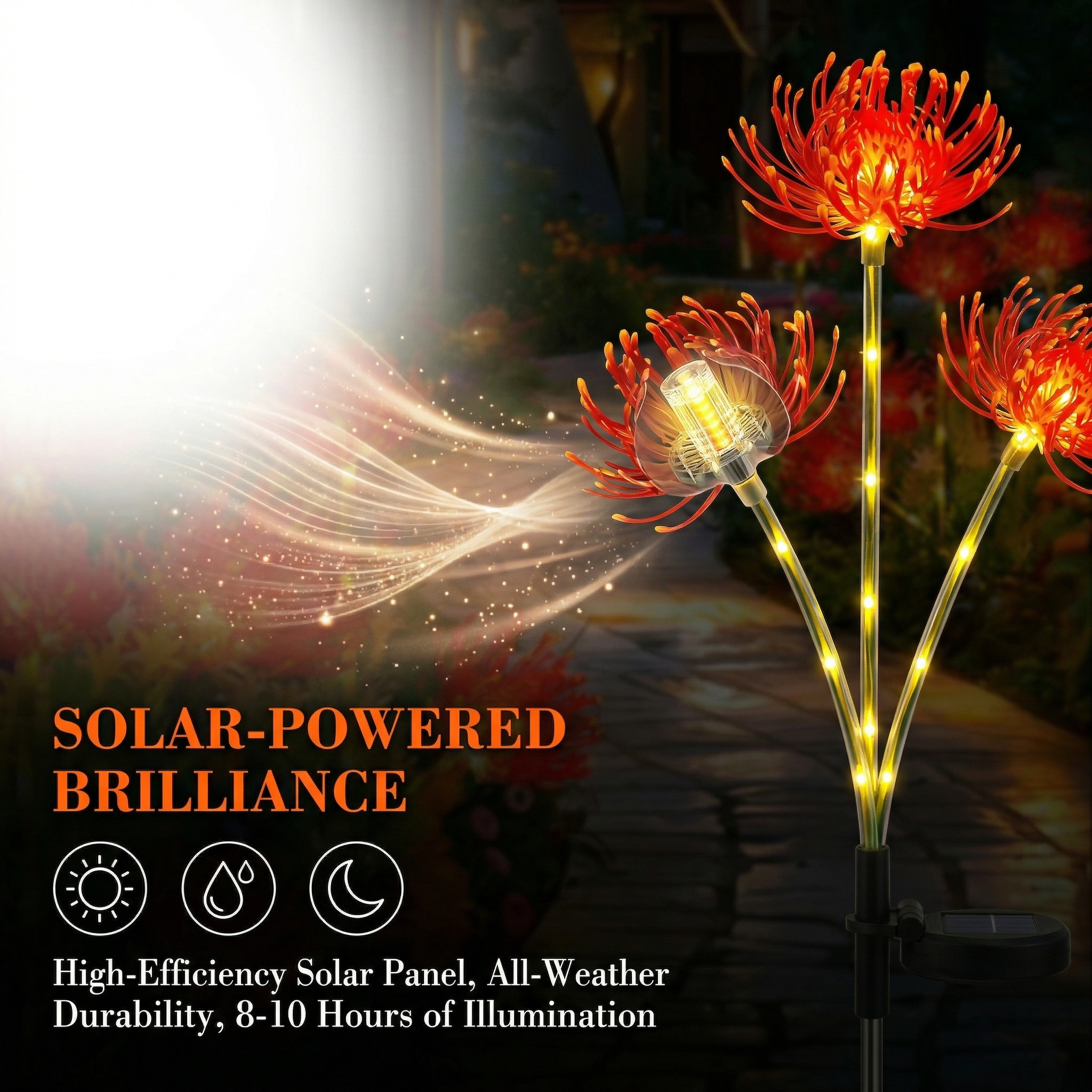 Solar Higanbana Garden Stake Light – Outdoor Garden Decor with Warm Glow
