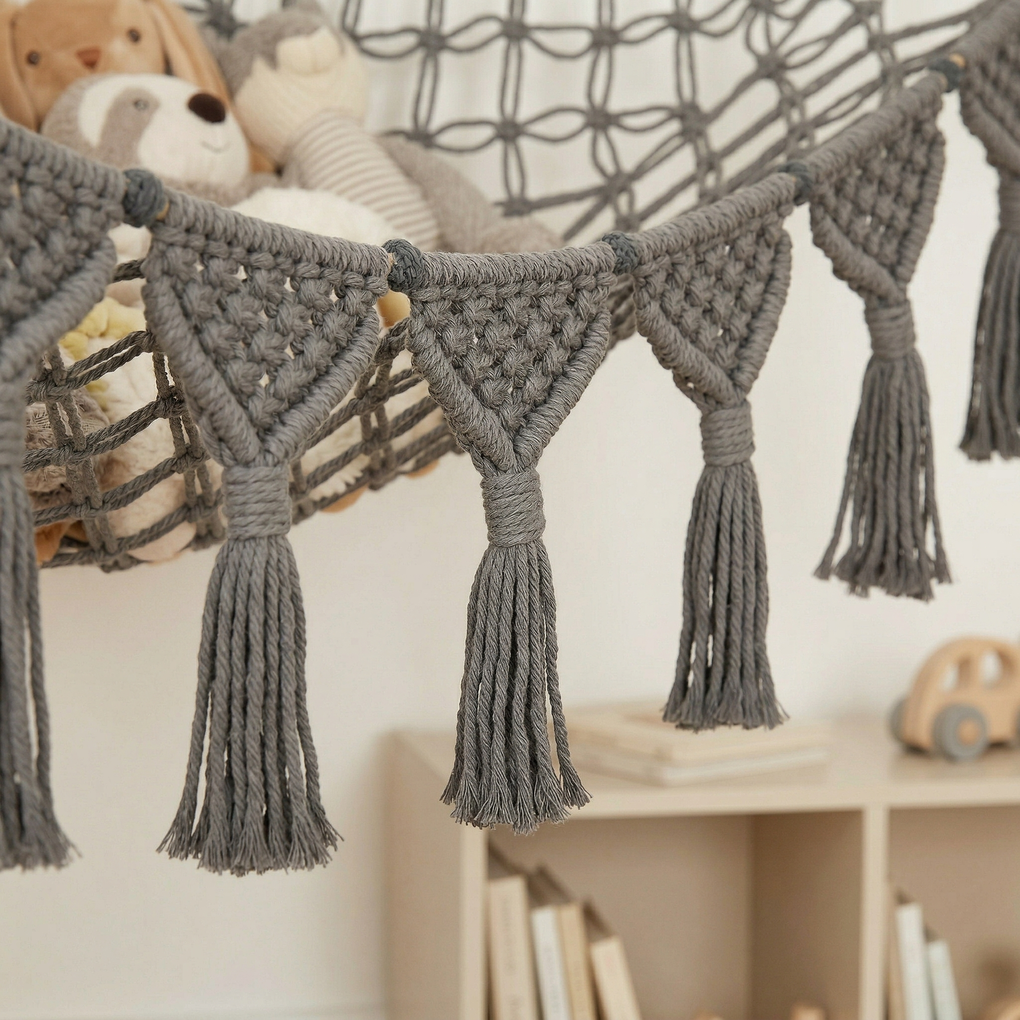 Large Stuffed Animal Hammock – Corner Hanging Plush Toy Storage Net for Nursery, Kids Room, and Bedroom Decor