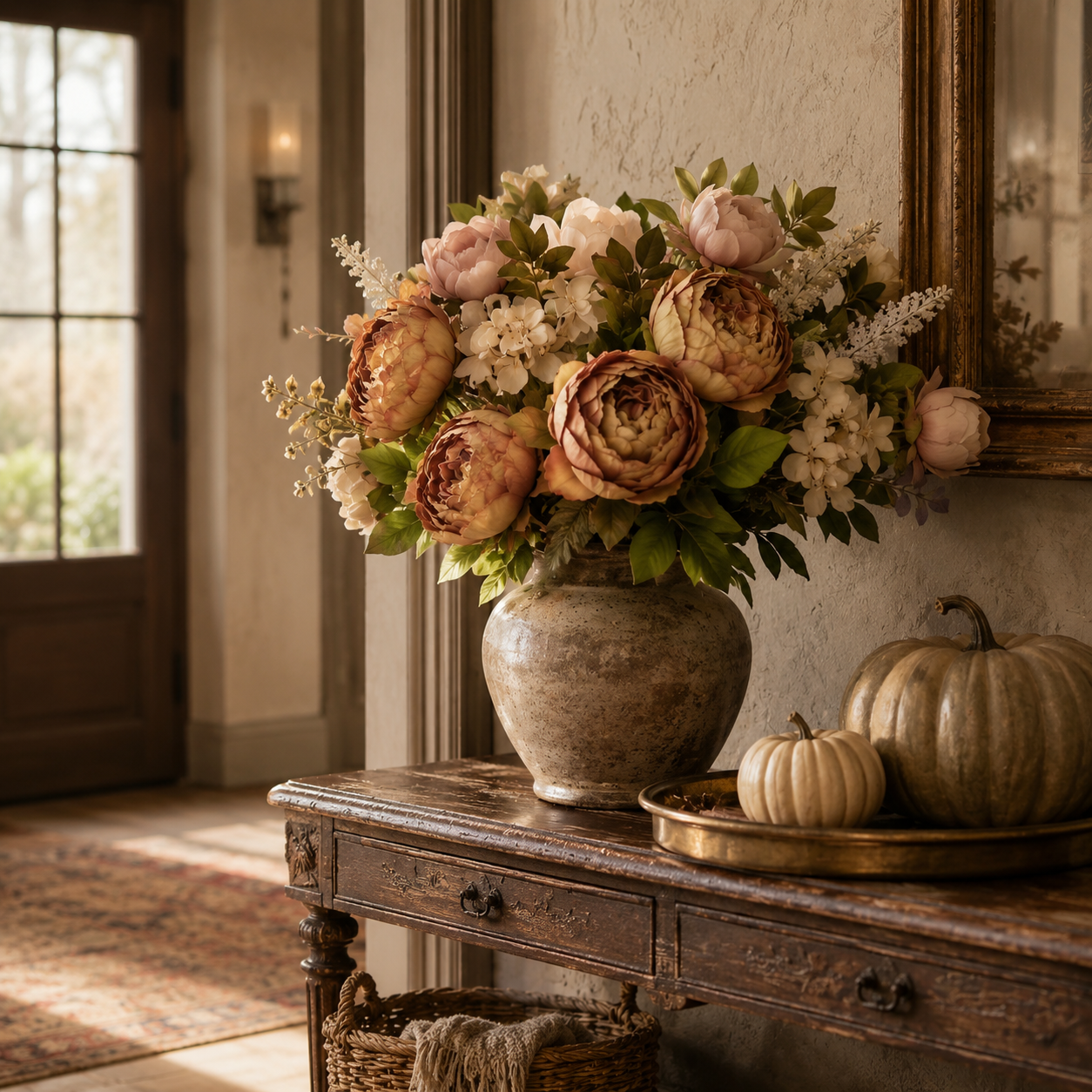 Vintage Artificial Peony Flower Stem
