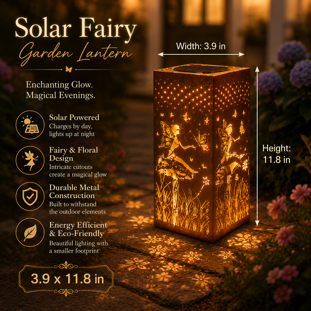 Solar Garden Lights, Hollow Pattern Projection, Solar Powered Garden Pathway Lights for Yard, Patio, Porch, Walkway Decor