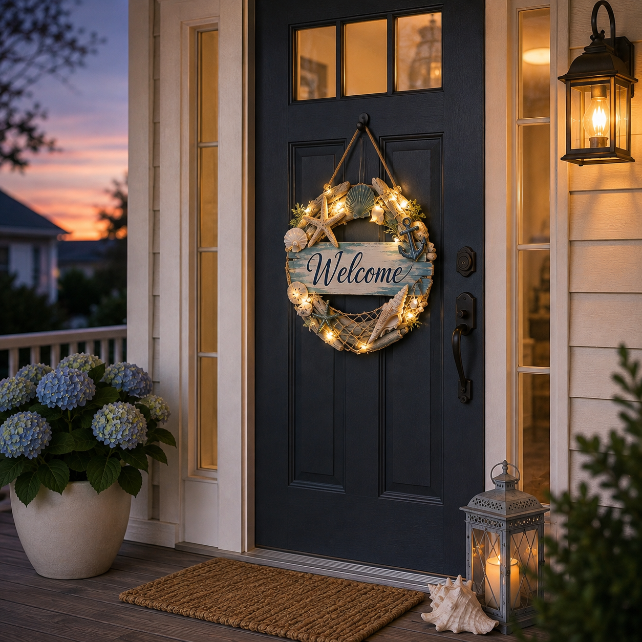 Lighted Coastal Welcome Sign 