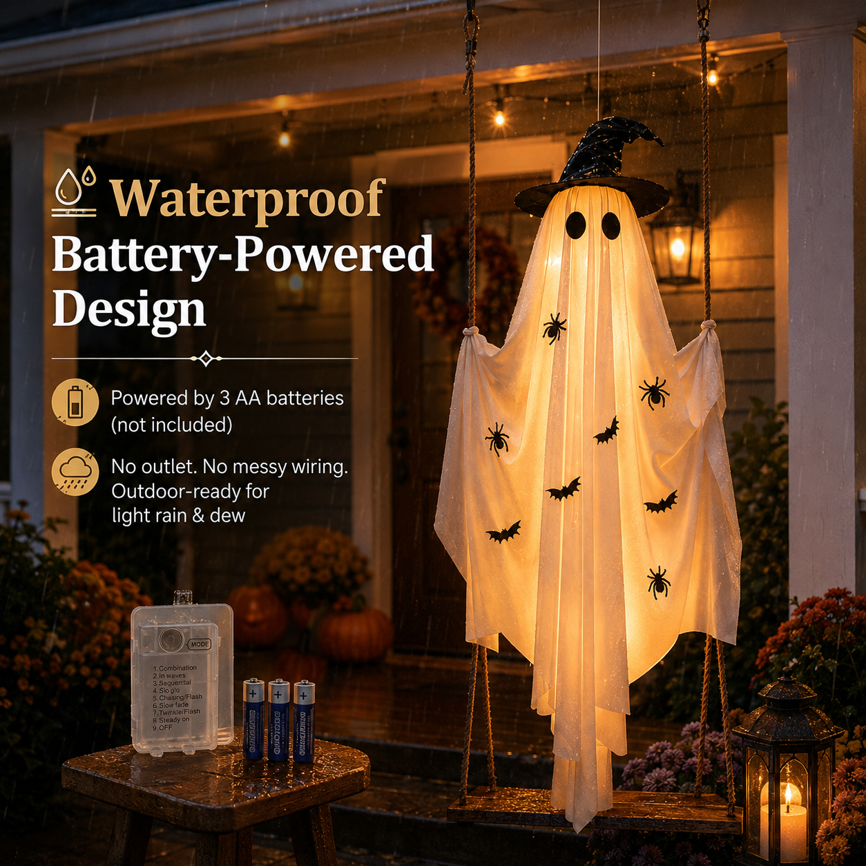 Lighted Hanging Halloween Ghost Decor