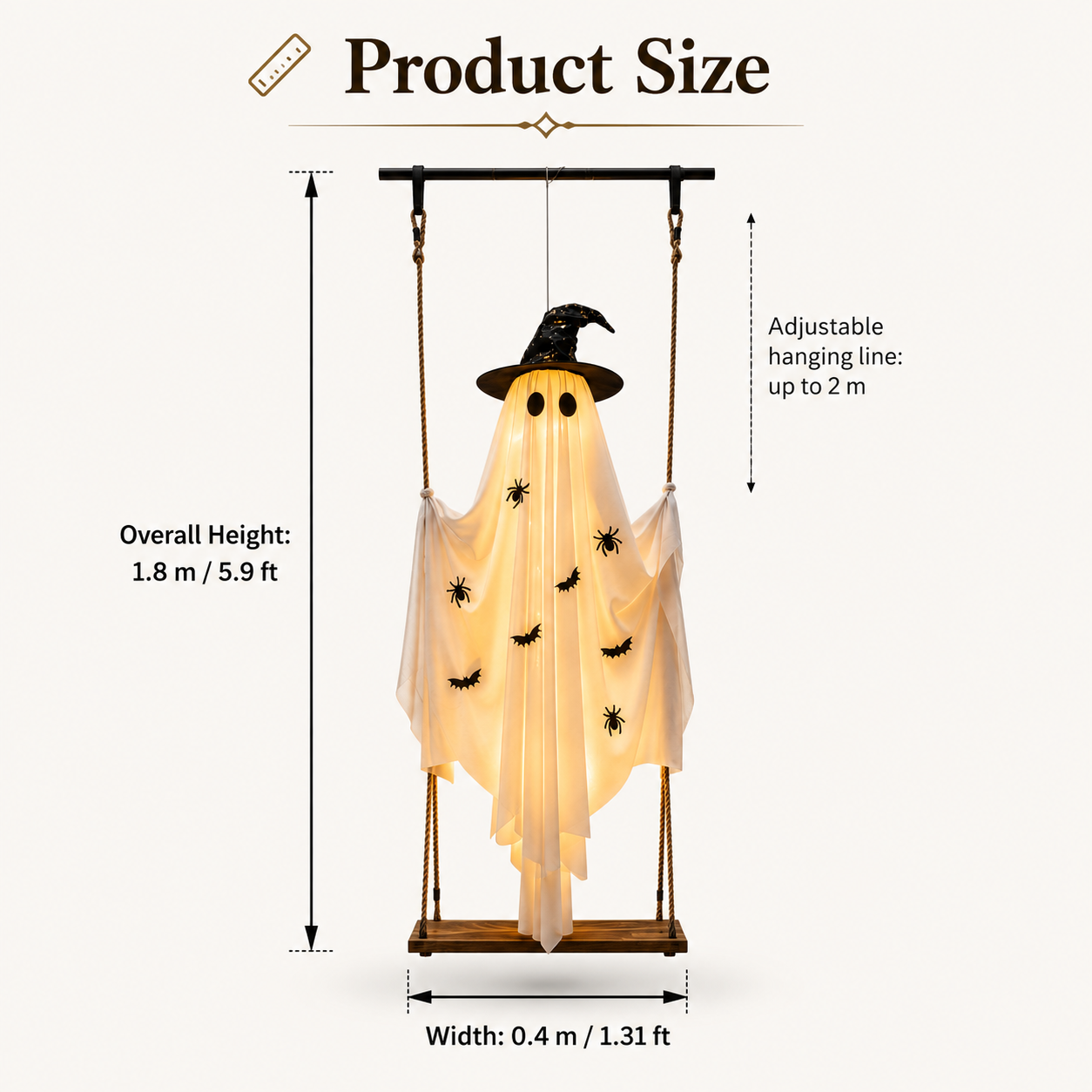 Lighted Hanging Halloween Ghost Decor