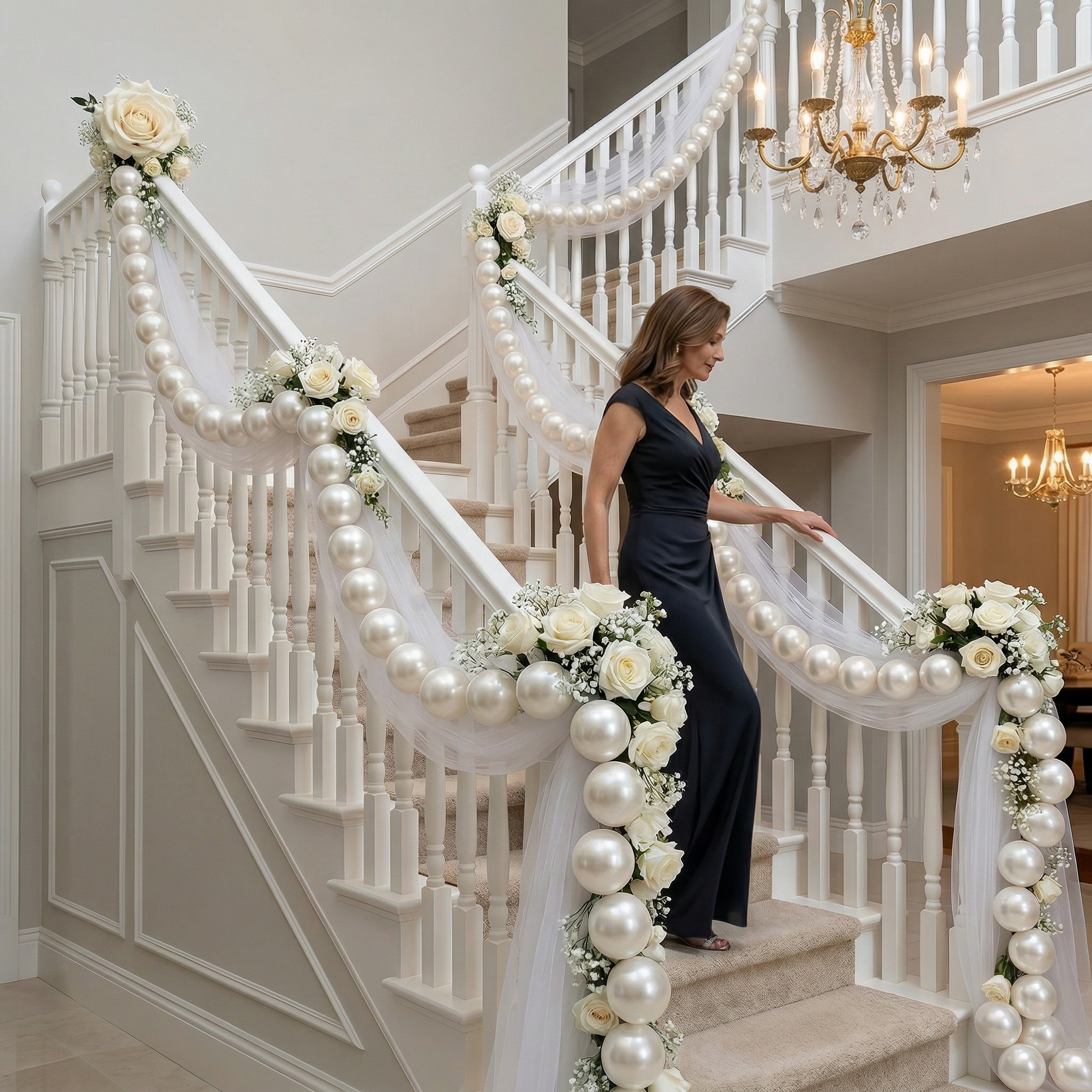 White Faux Pearl Ball Garland – DIY Hanging Decor for Weddings, Birthdays & Party Backdrops