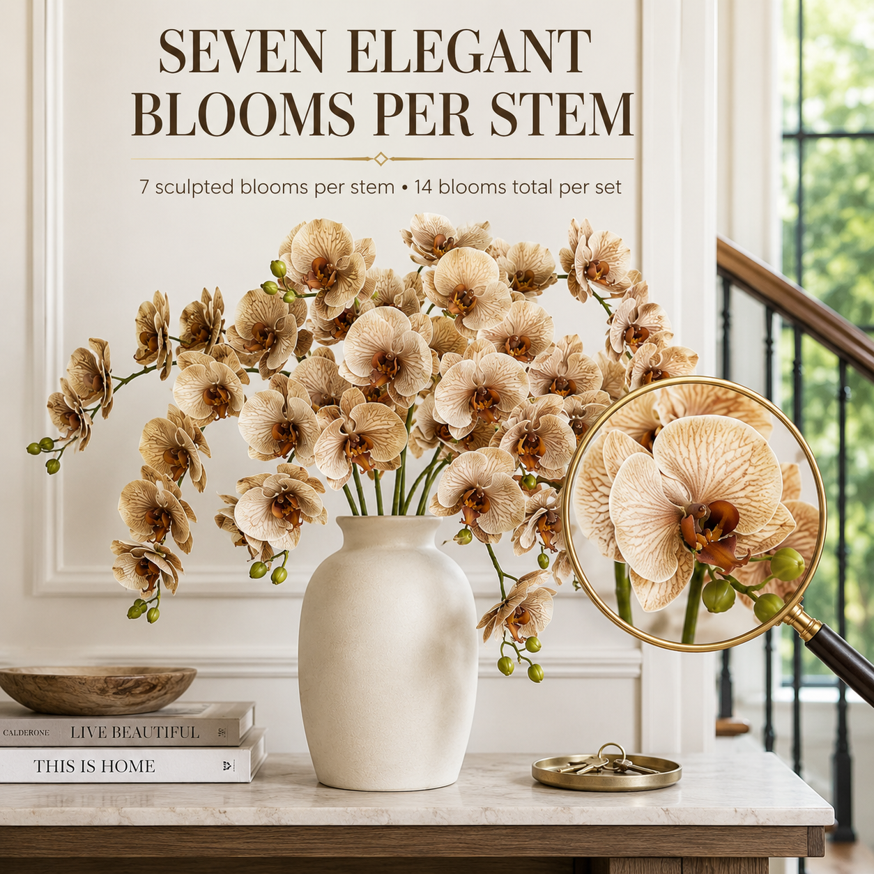 Artificial Orchid Flower Stems Set of 2