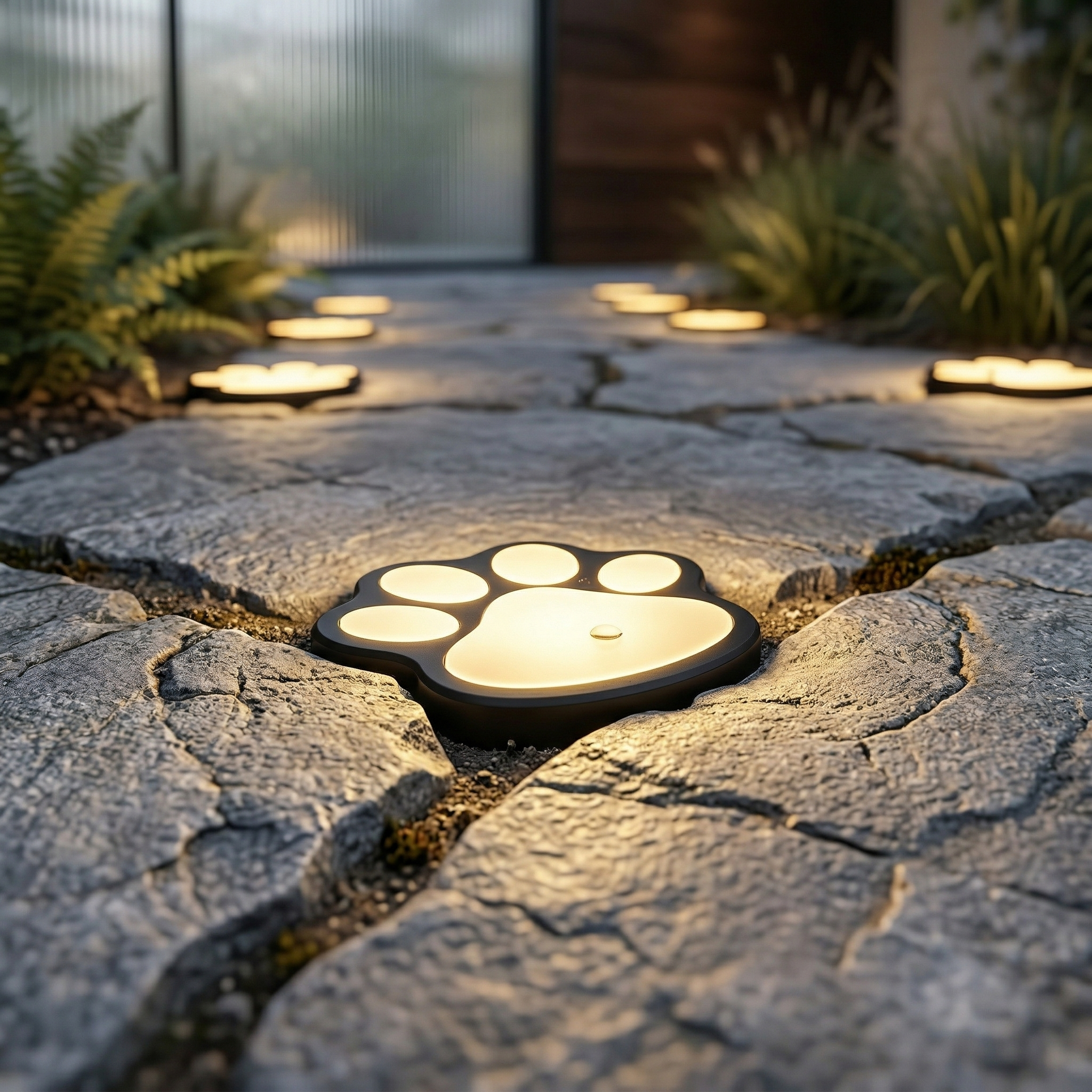 Solar Paw Print Garden Lights – Outdoor Pathway Decor