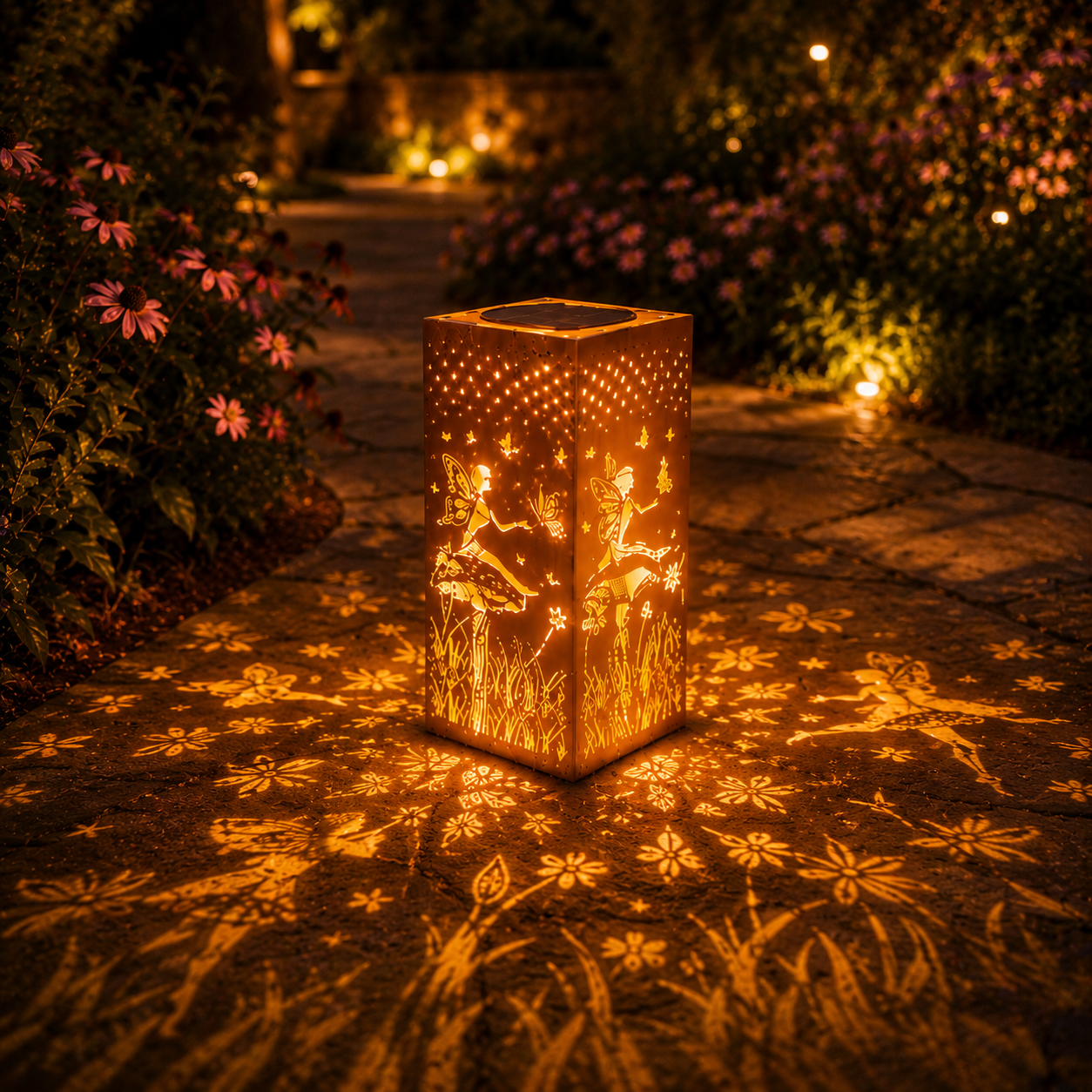 Solar Garden Lights, Hollow Pattern Projection, Solar Powered Garden Pathway Lights for Yard, Patio, Porch, Walkway Decor