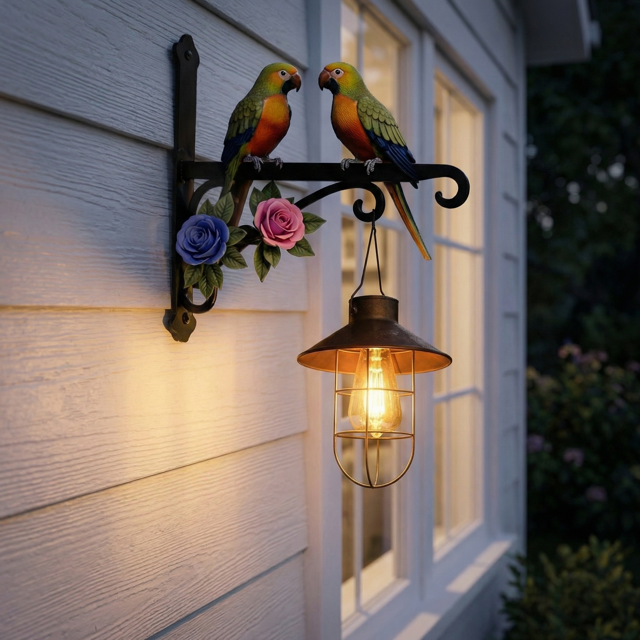 Colorful Parrot Metal Wall Hook – Outdoor Decorative Hanging Suitable for wind chimes, plants and decorative lights