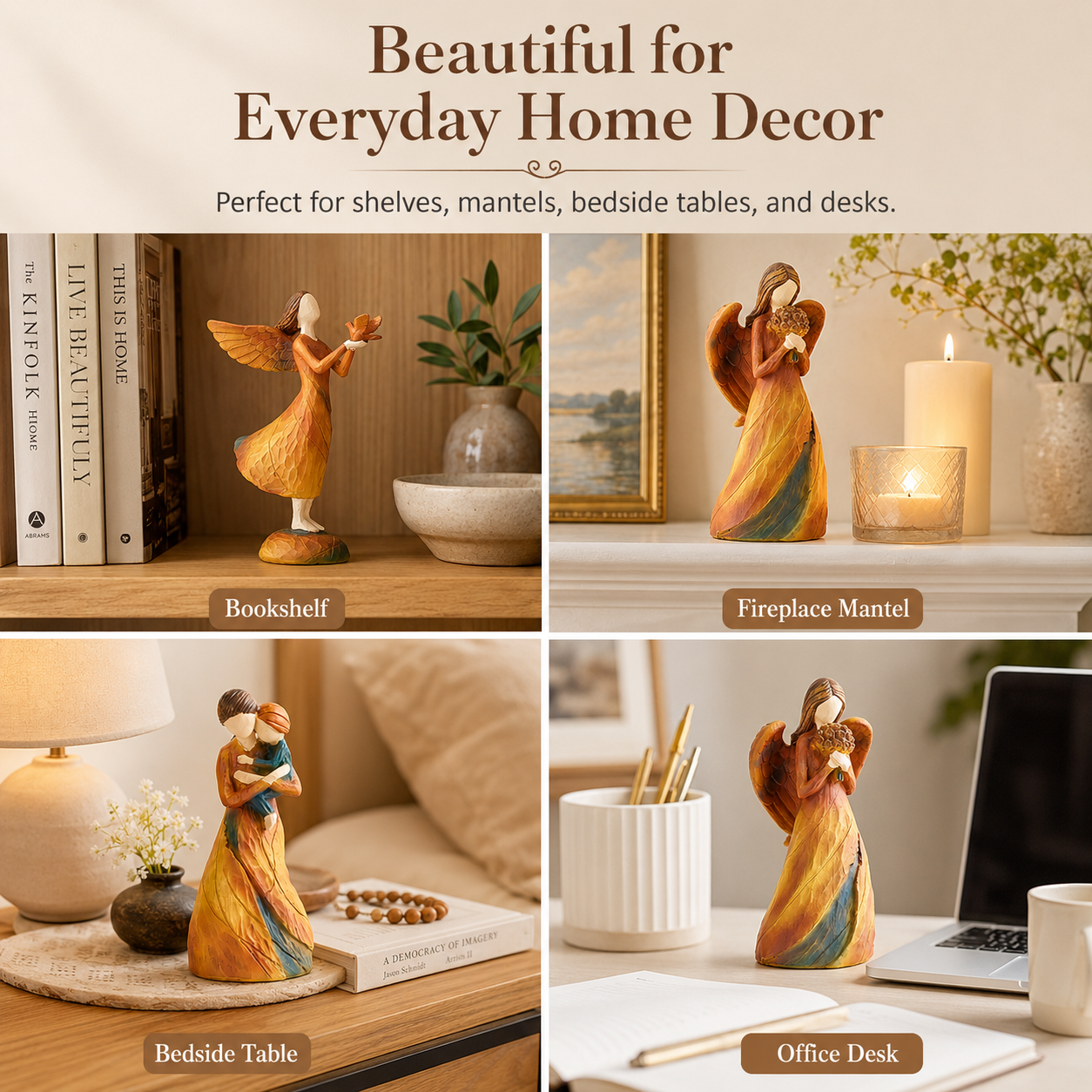 Faceless Resin Tabletop Figurine, Hand-Painted Style Angel or Family Statue