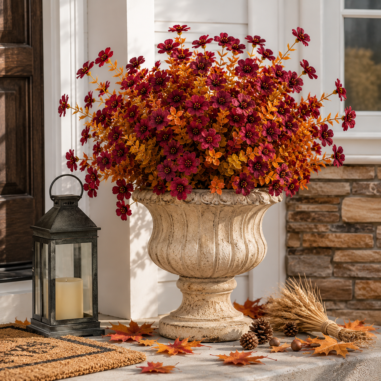 6 Pack Artificial Fall Flowers for Outdoor Planters