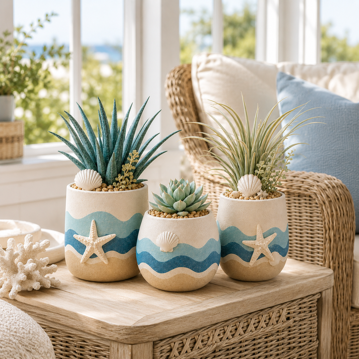 Coastal Planter Pots Set of 3
