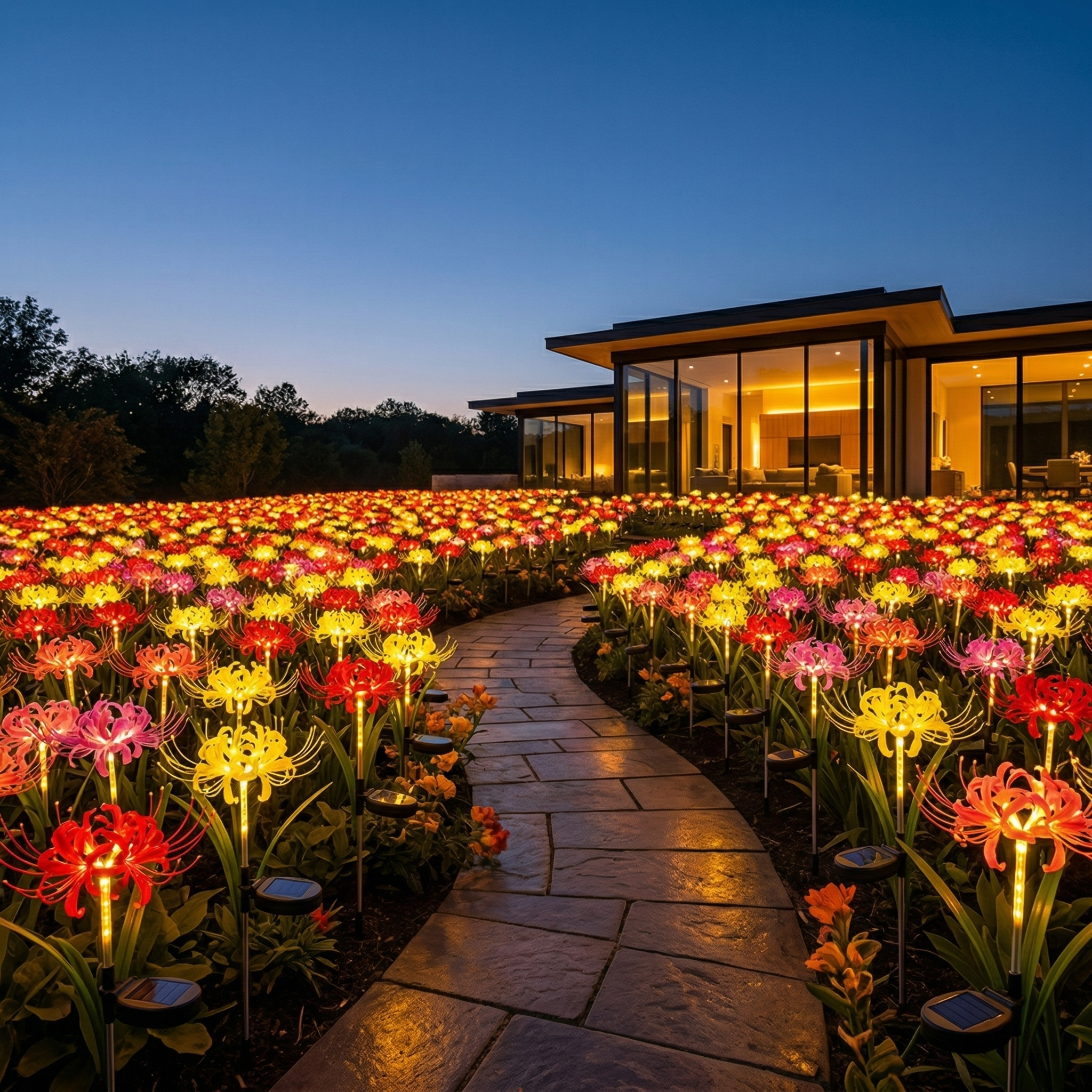 Solar Higanbana Garden Stake Light – Outdoor Garden Decor with Warm Glow