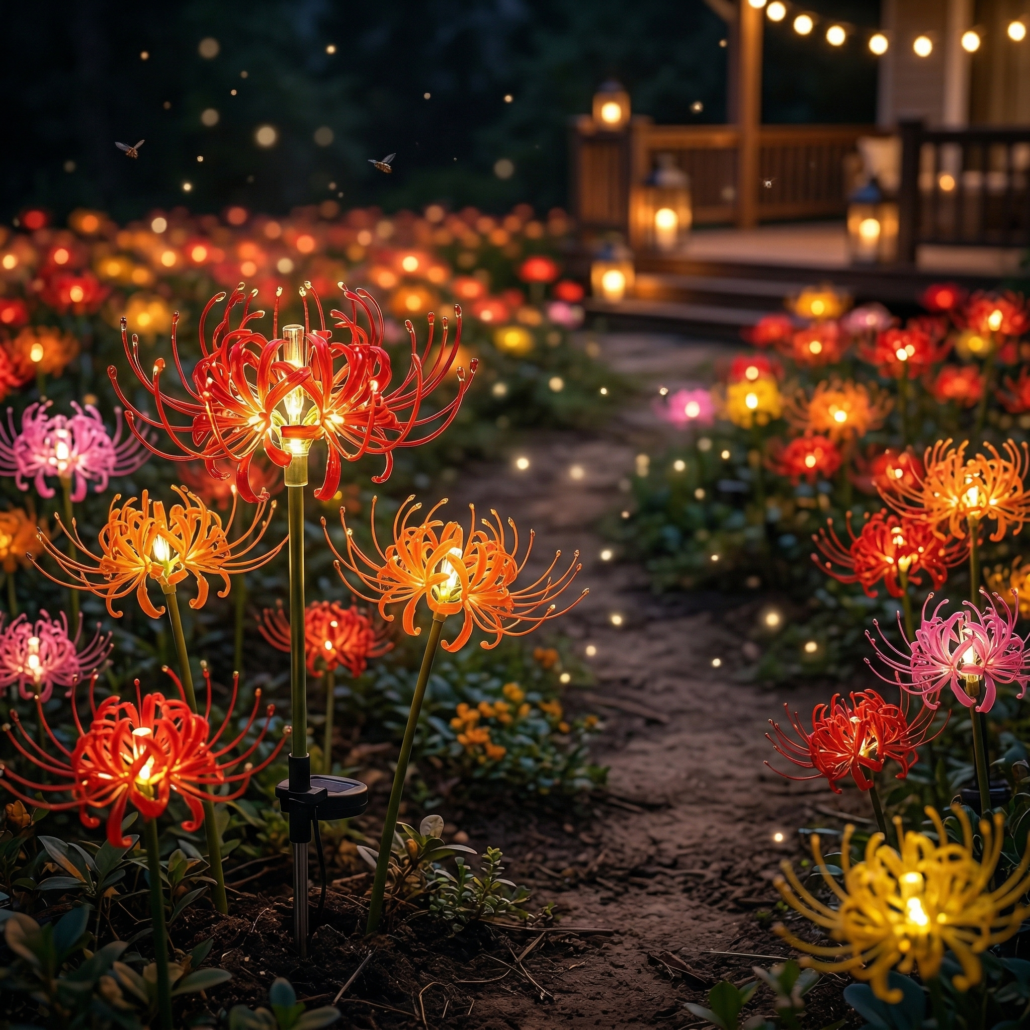 Solar Higanbana Garden Stake Light – Outdoor Garden Decor with Warm Glow