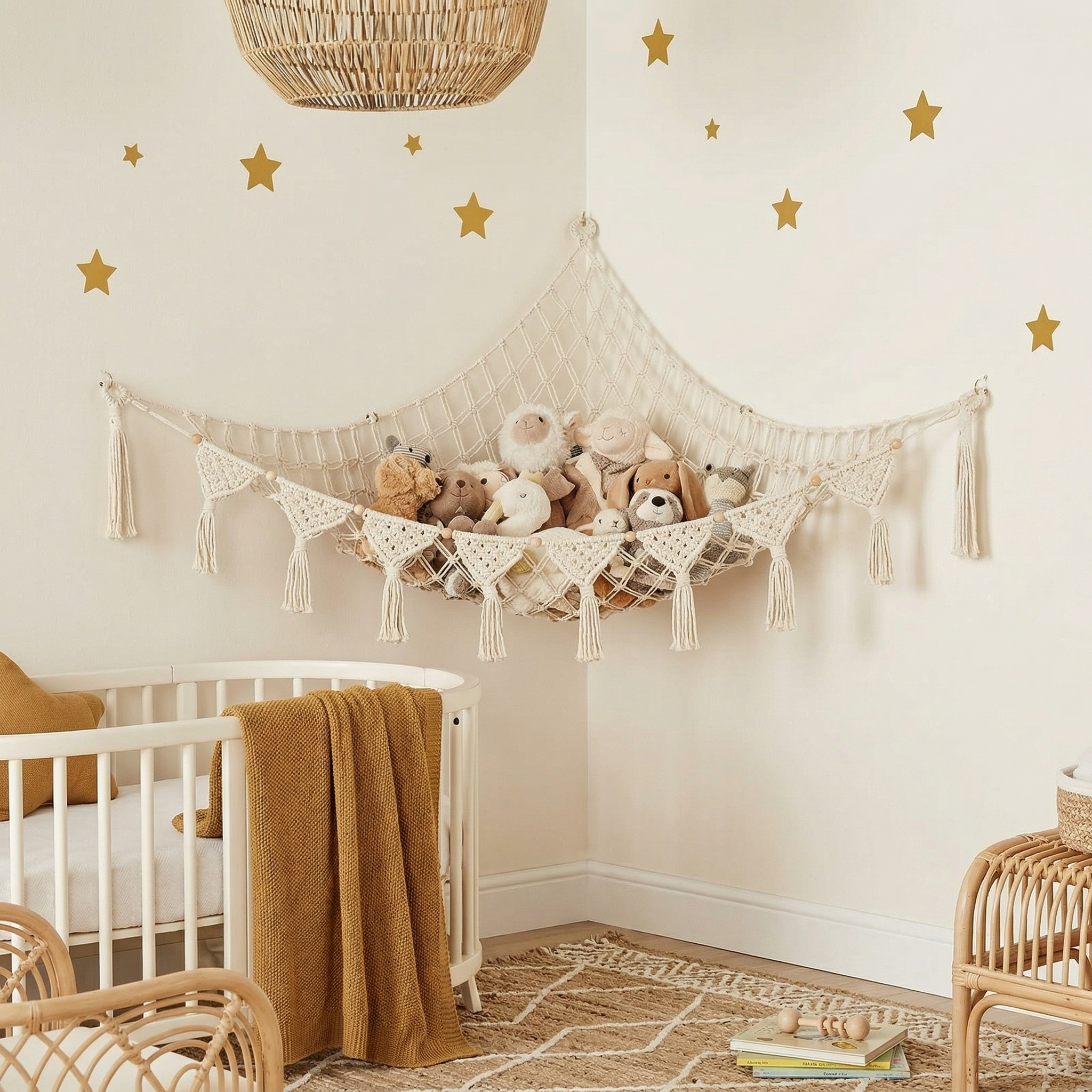 Large Stuffed Animal Hammock – Corner Hanging Plush Toy Storage Net for Nursery, Kids Room, and Bedroom Decor