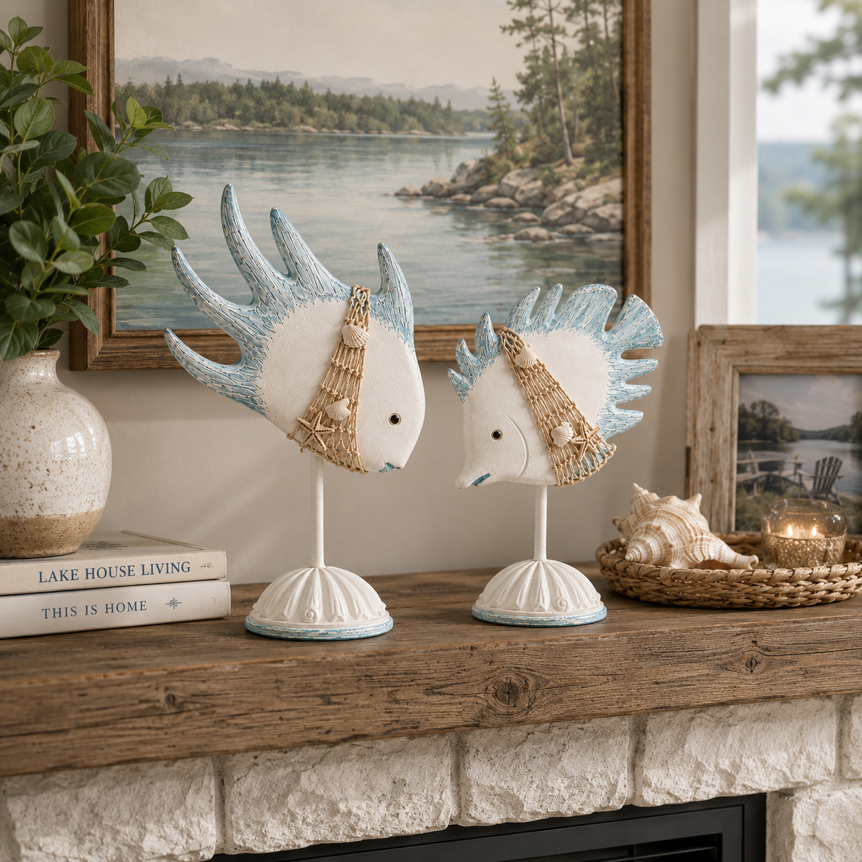 Coastal Fish Table Decor Set of 2