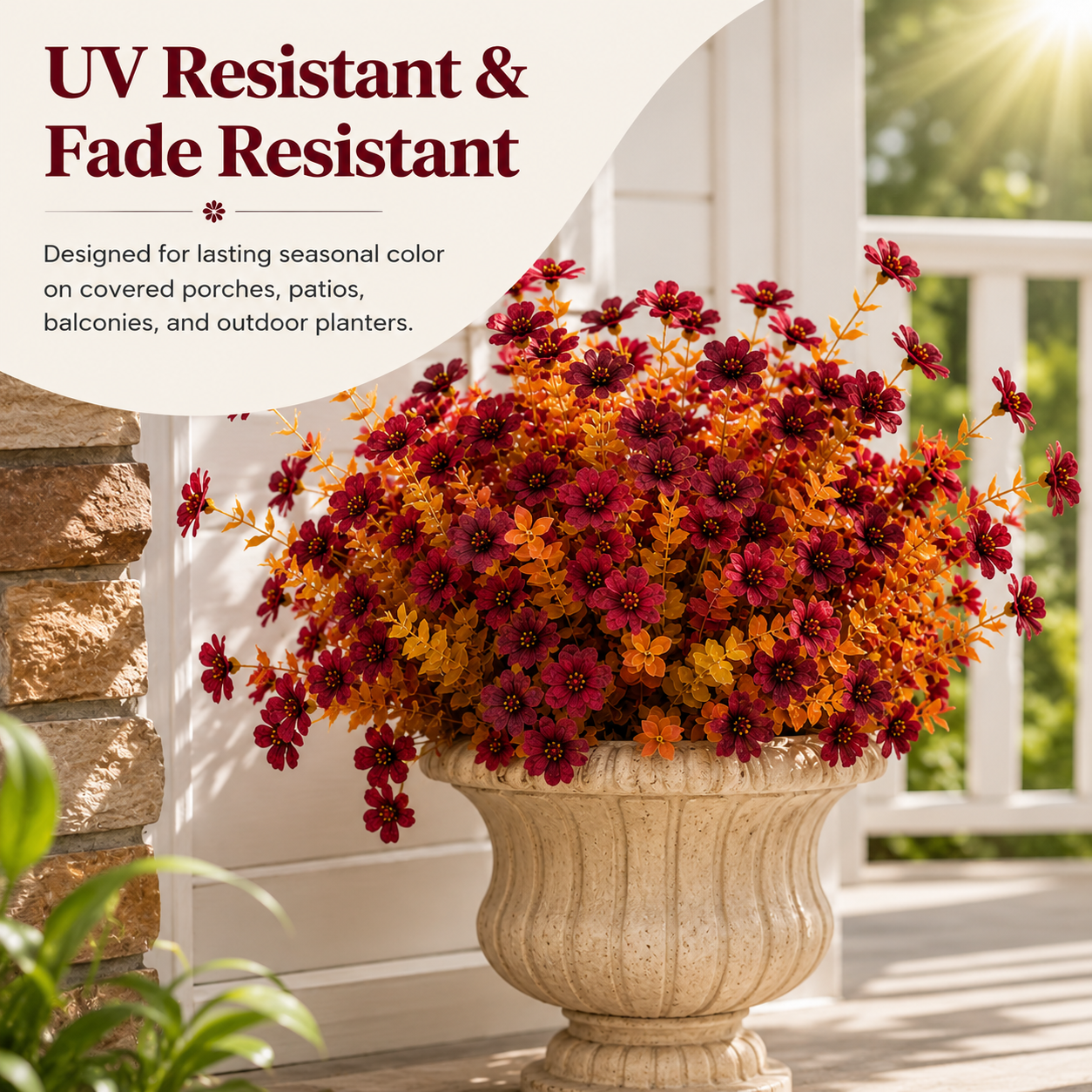 6 Pack Artificial Fall Flowers for Outdoor Planters
